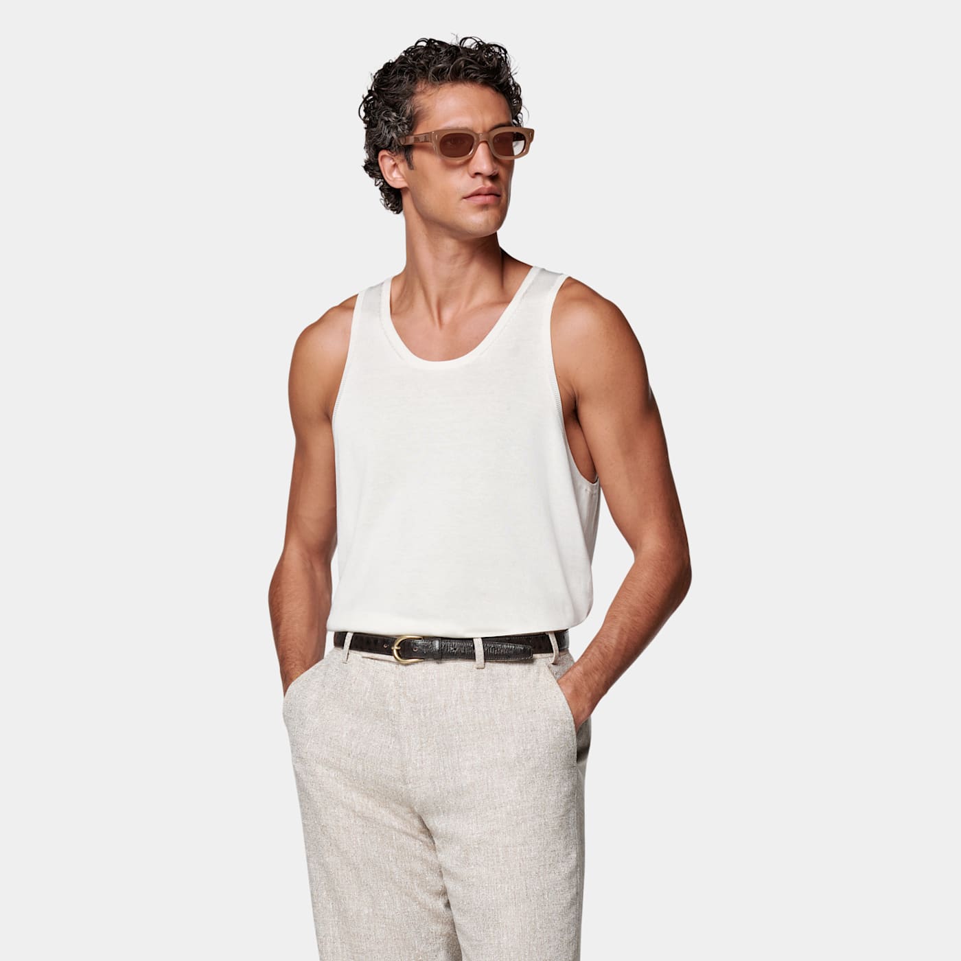 Suitsupply Débardeur En Maille Blanc Cassé