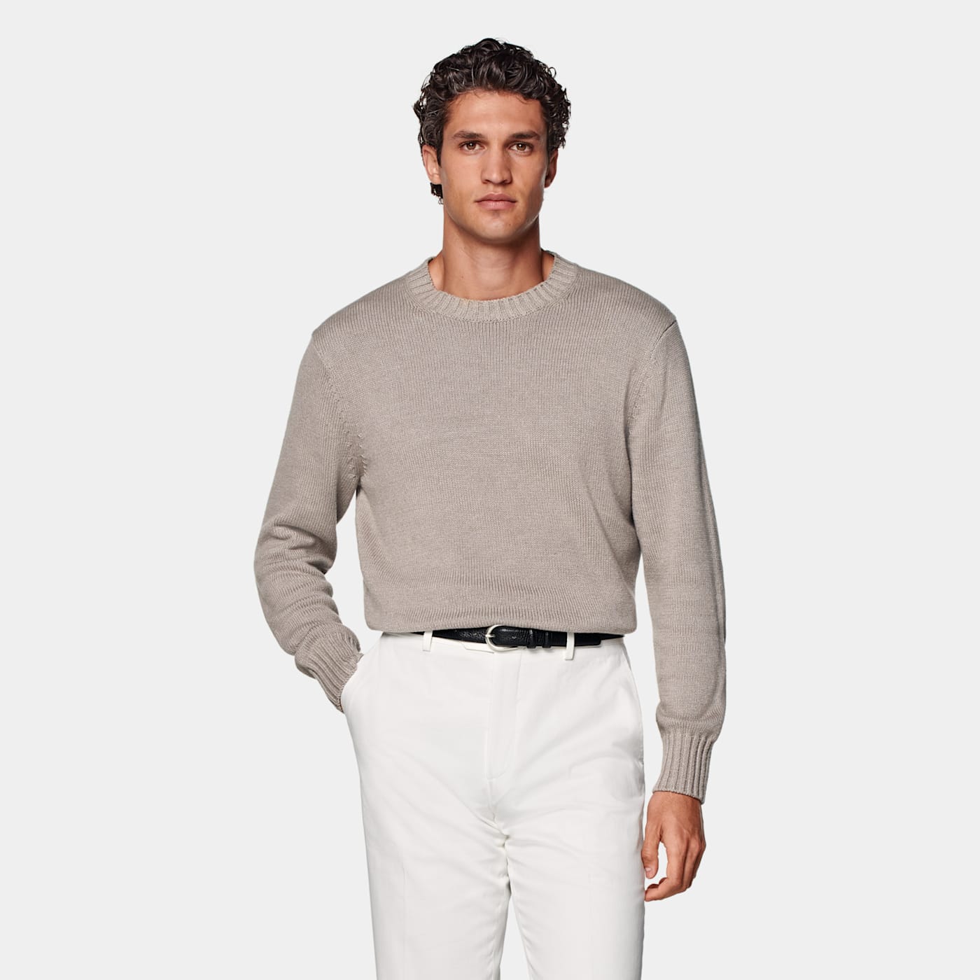 Suitsupply Pull Col Rond Taupe