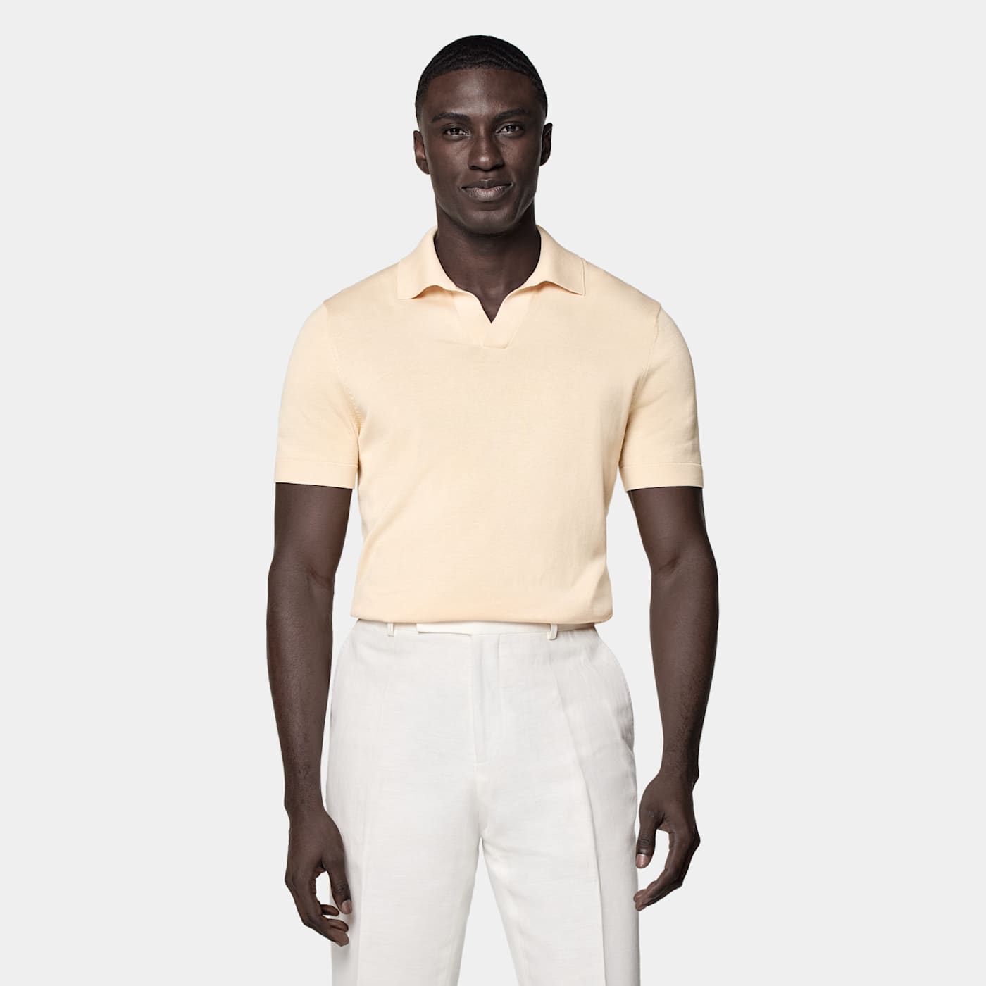 Suitsupply Light Yellow Buttonless Polo