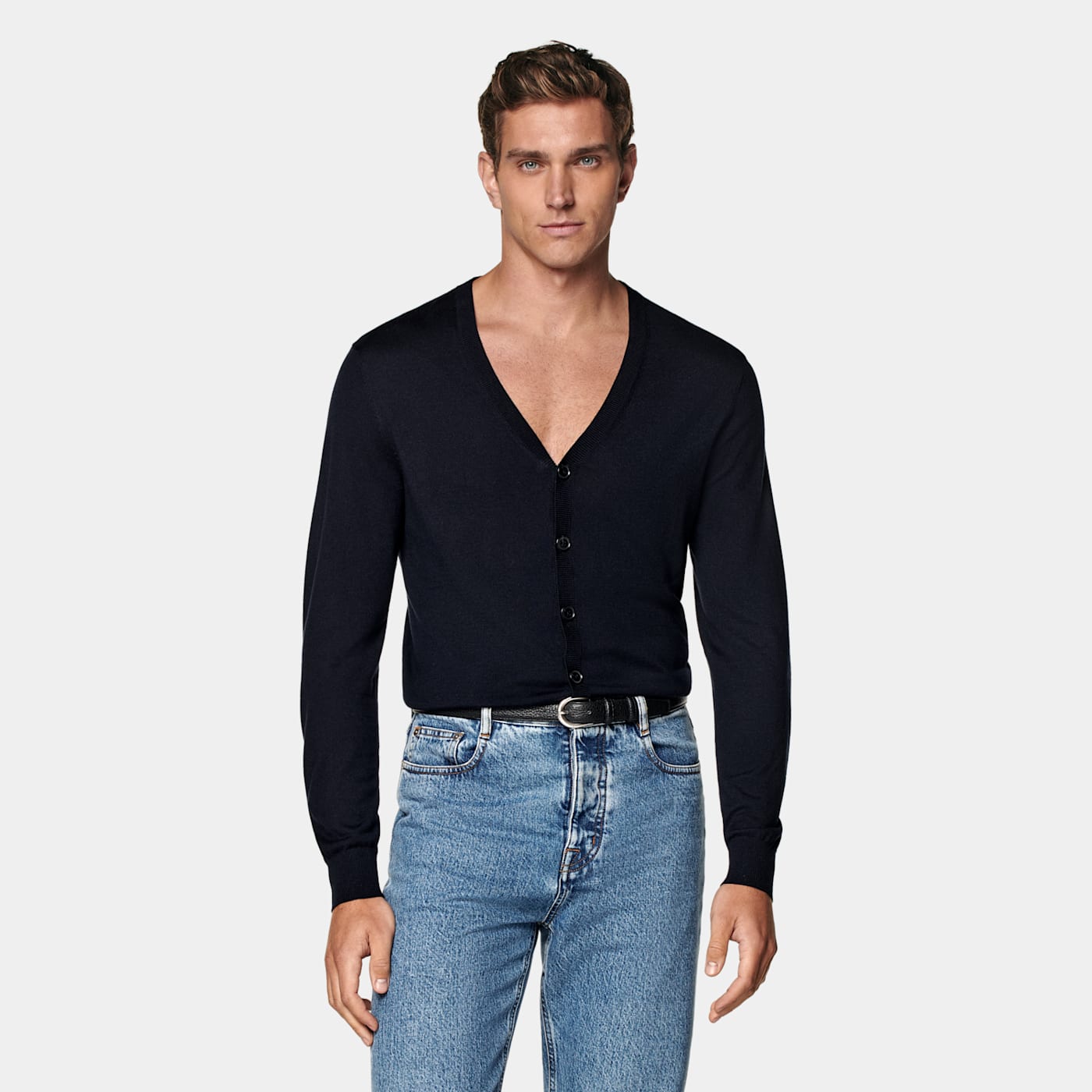 Suitsupply Navy V-neck Cardigan