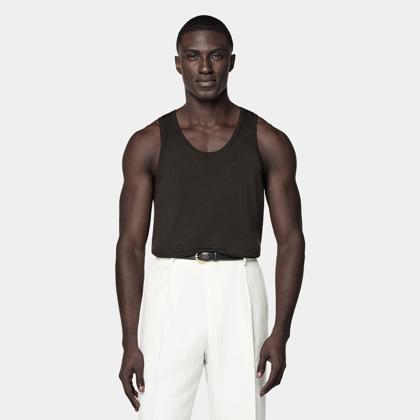 Suitsupply Dark Brown Knitted Tank Top