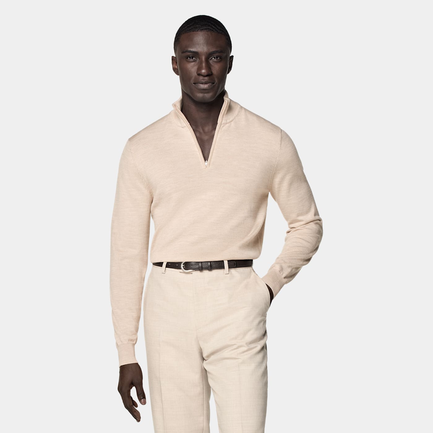 Suitsupply Sand Merino Half Zip