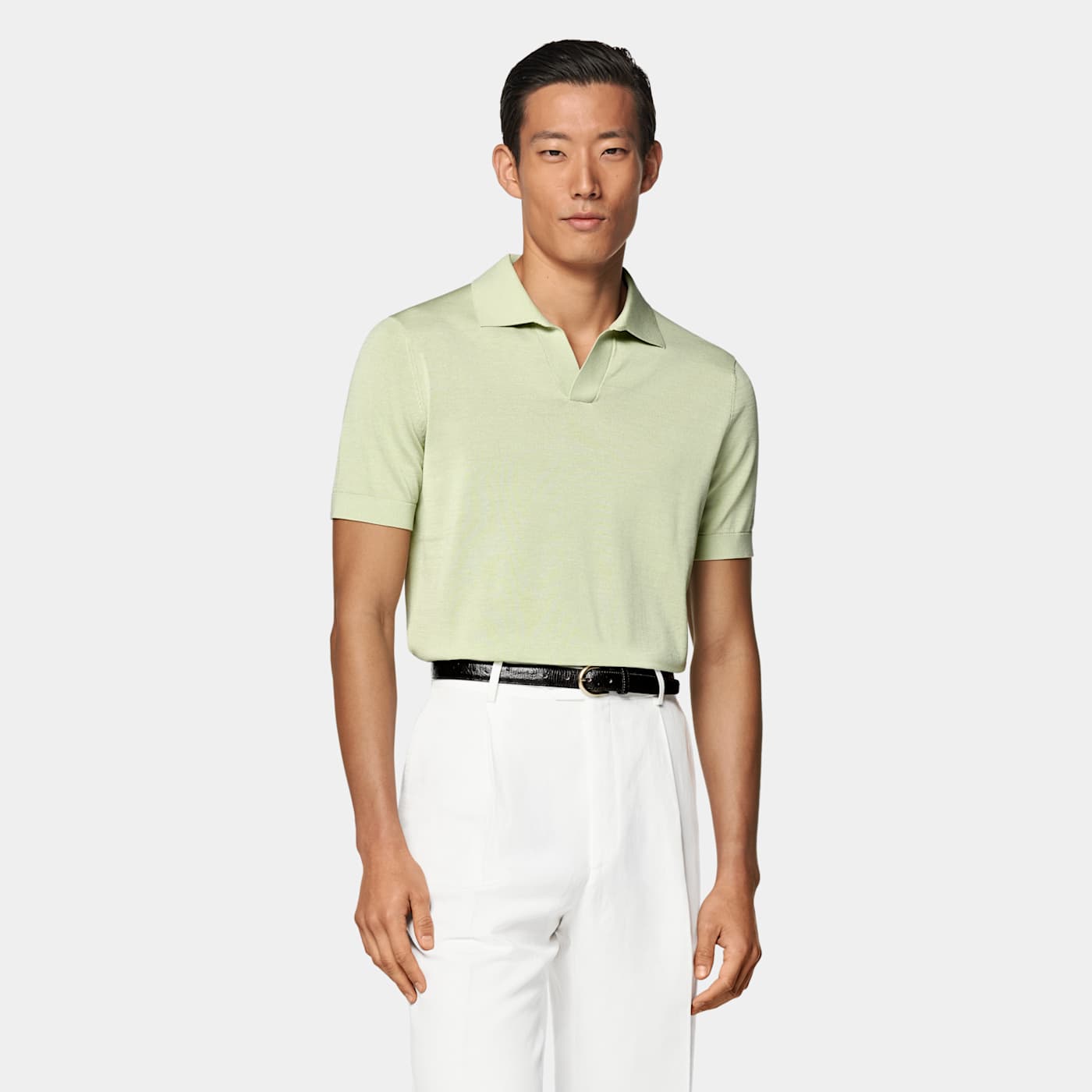 Suitsupply Light Green Buttonless Polo