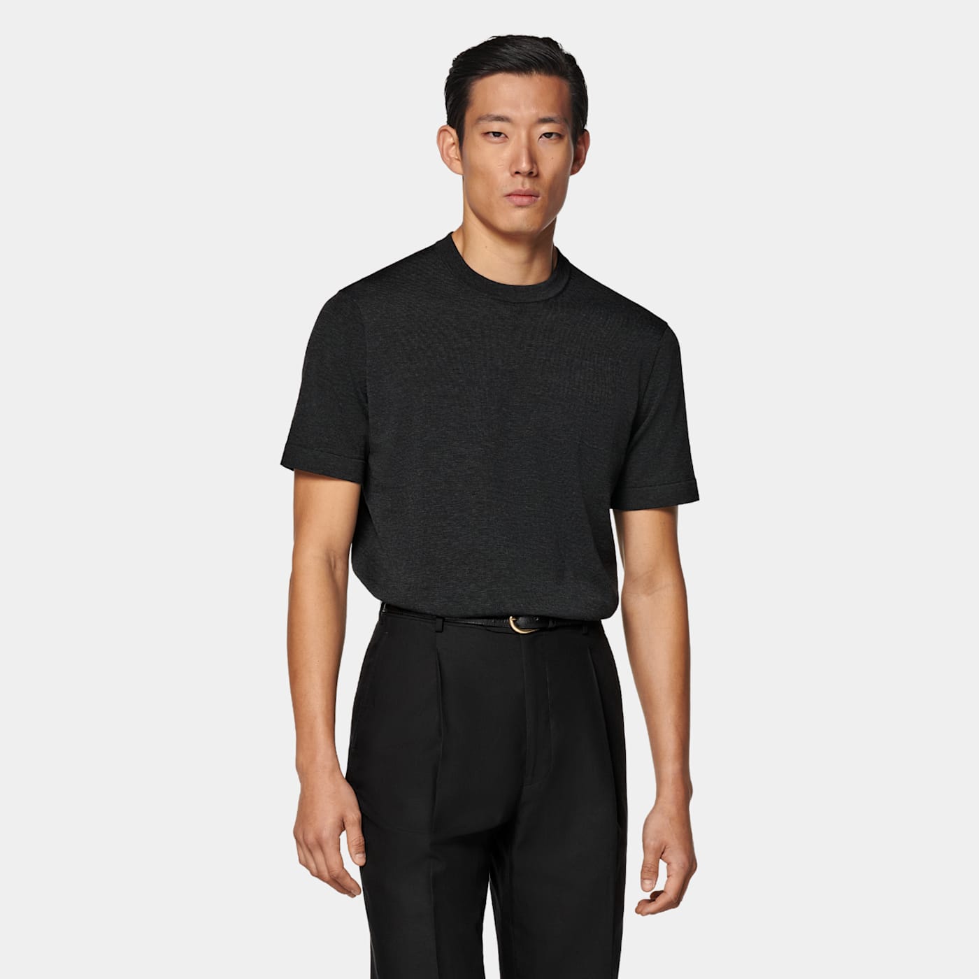 Suitsupply Dark Grey Short Sleeve Crewneck
