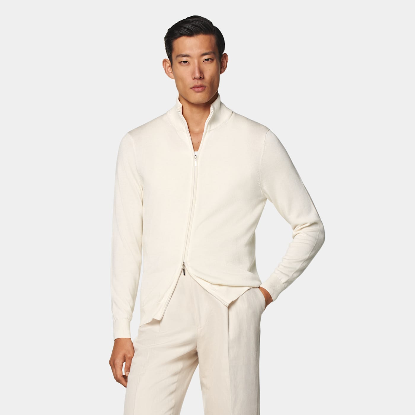 Suitsupply Off-white Zip Cardigan