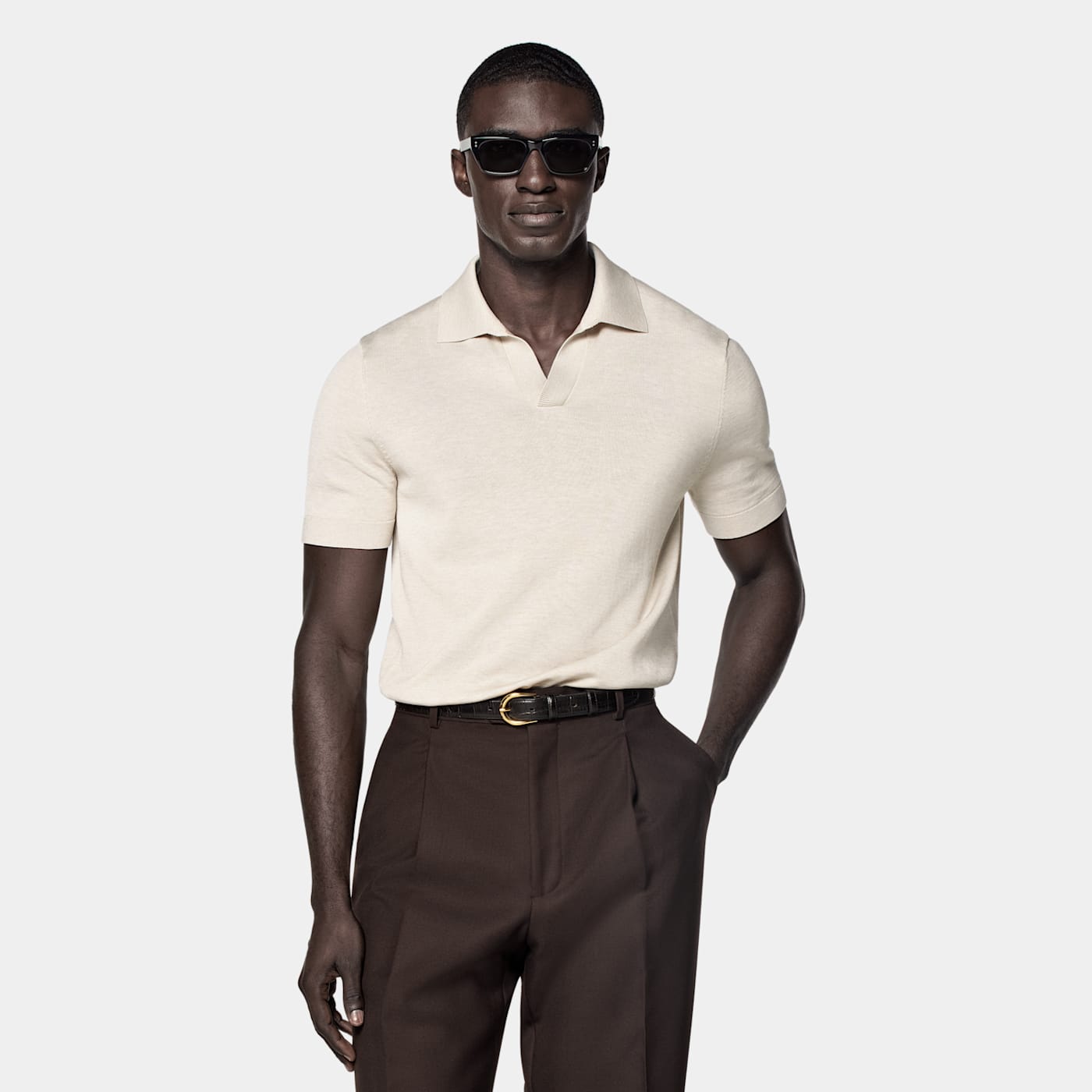 Suitsupply Sand Buttonless Polo