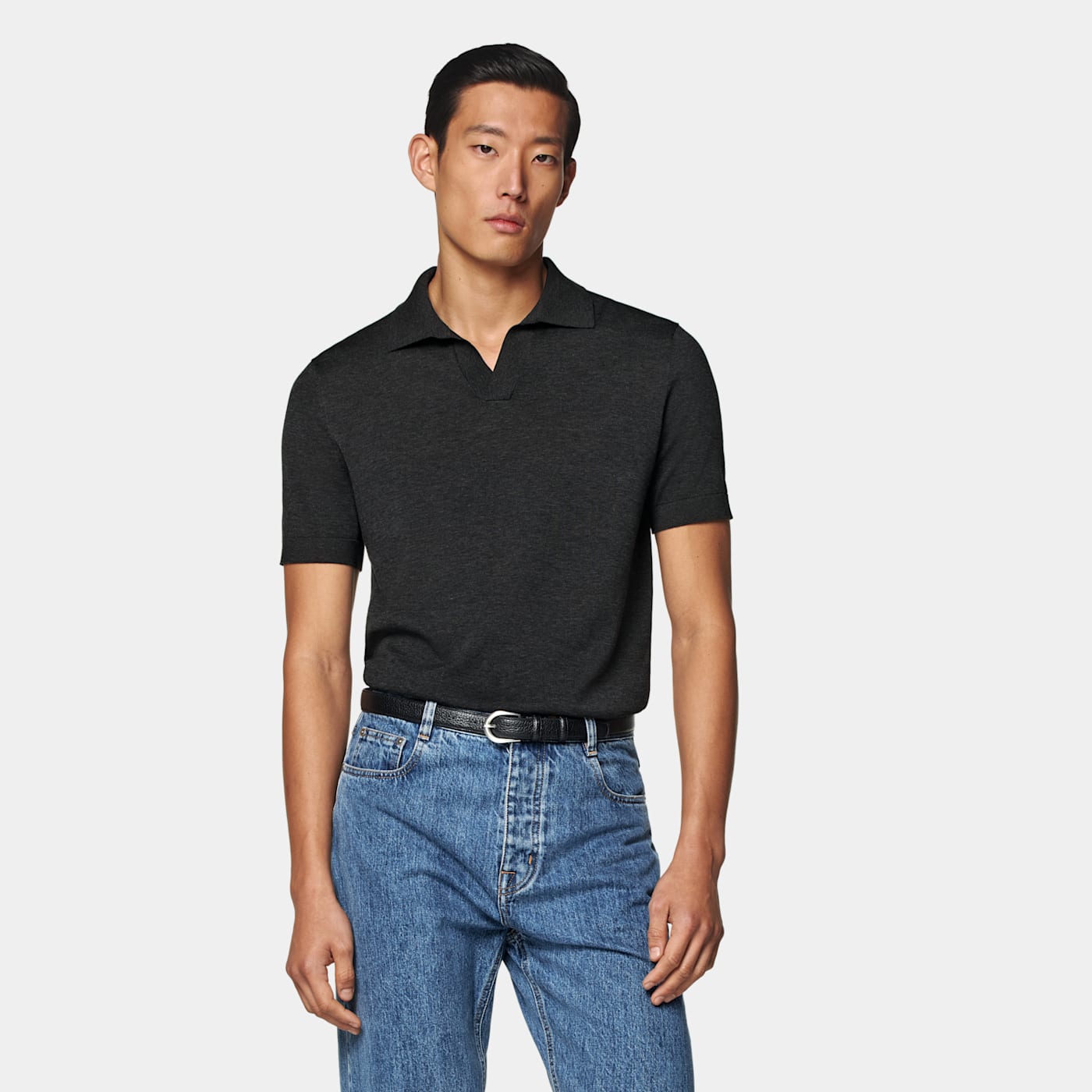 Suitsupply Dark Grey Buttonless Polo