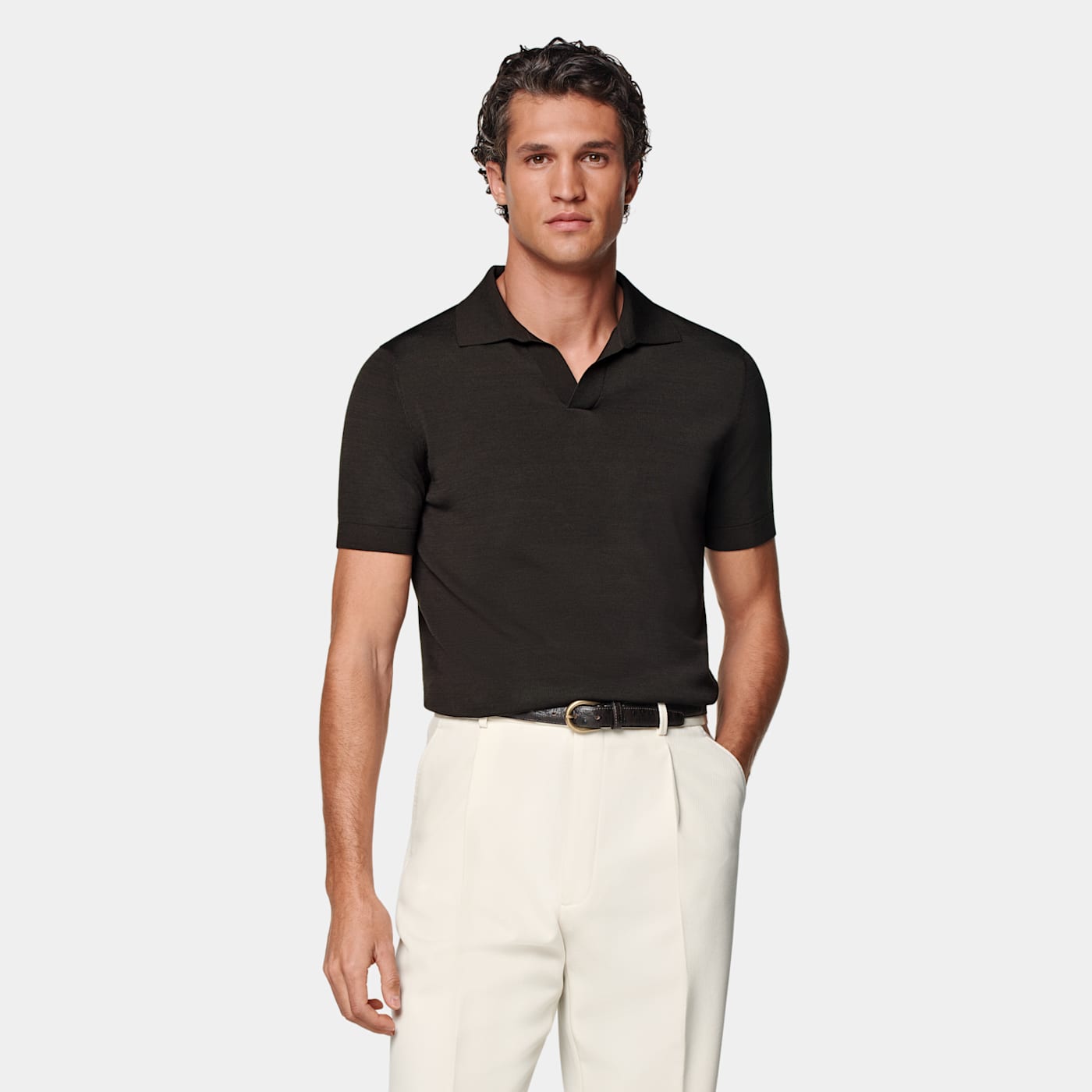 Suitsupply Dark Brown Buttonless Polo