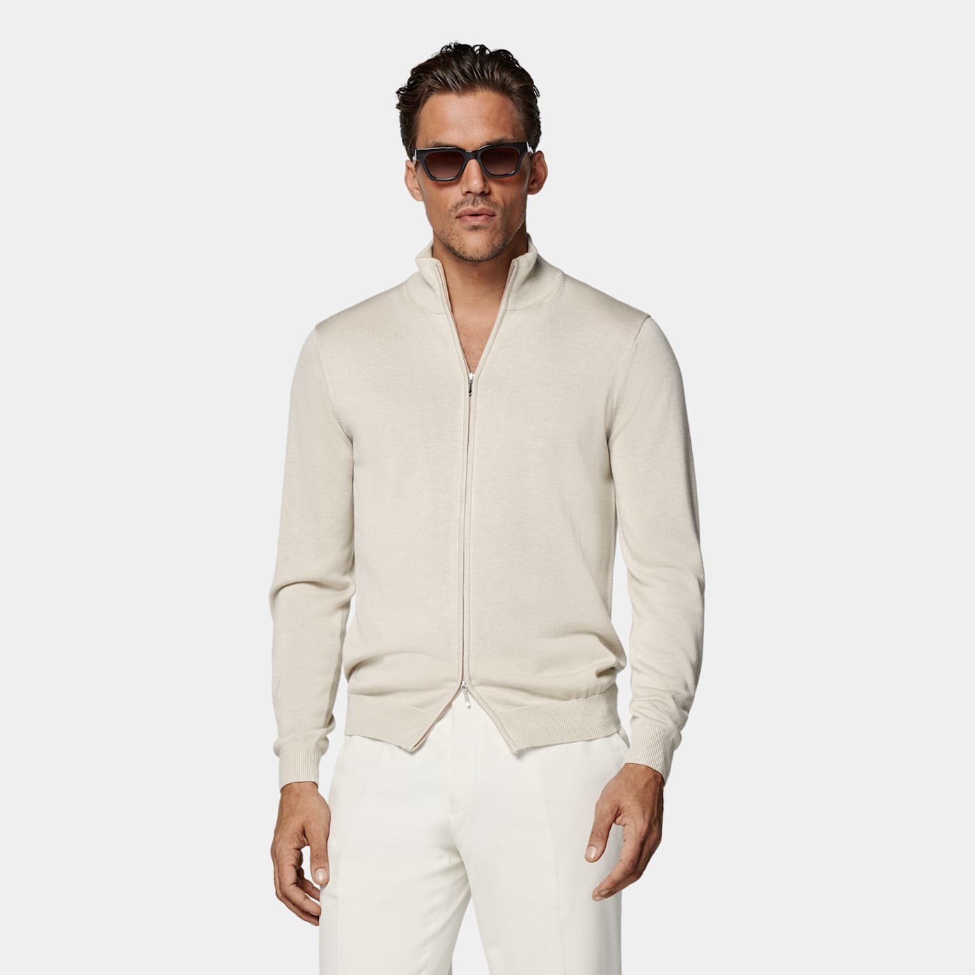 Suitsupply Sand Zip Cardigan