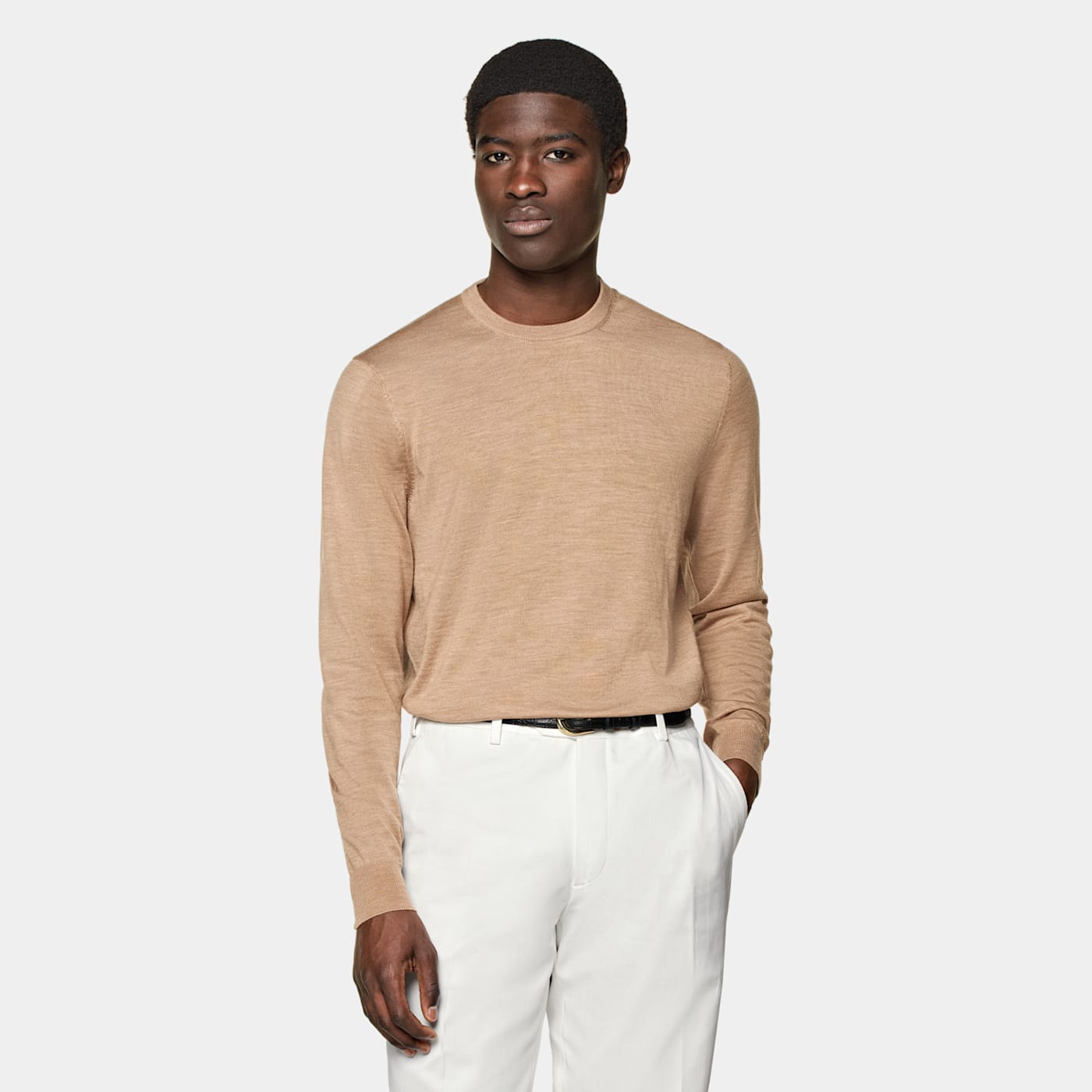 Suitsupply Light Brown Crewneck In Neutral