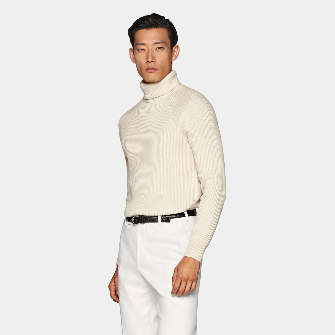 Suitsupply Off-white Ribbed Turtleneck