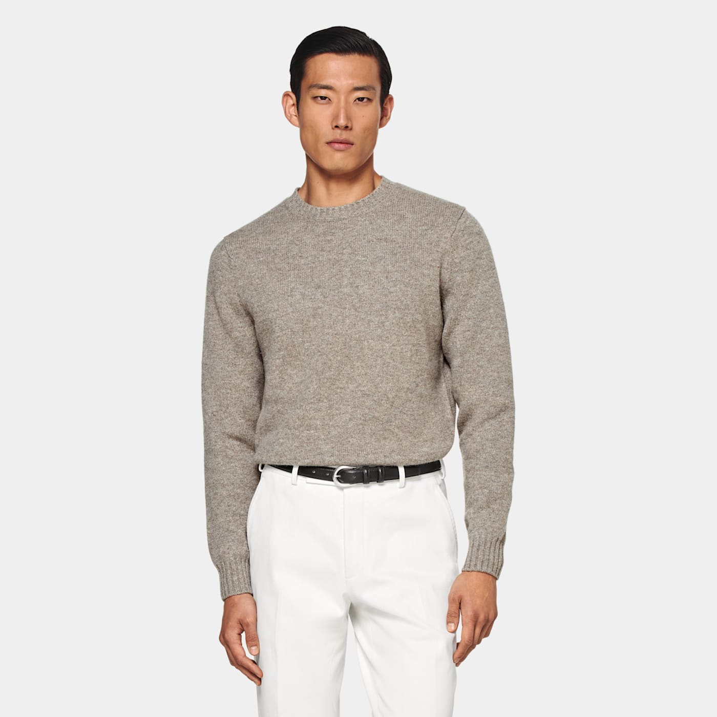 Suitsupply Light Brown Crewneck In Gray