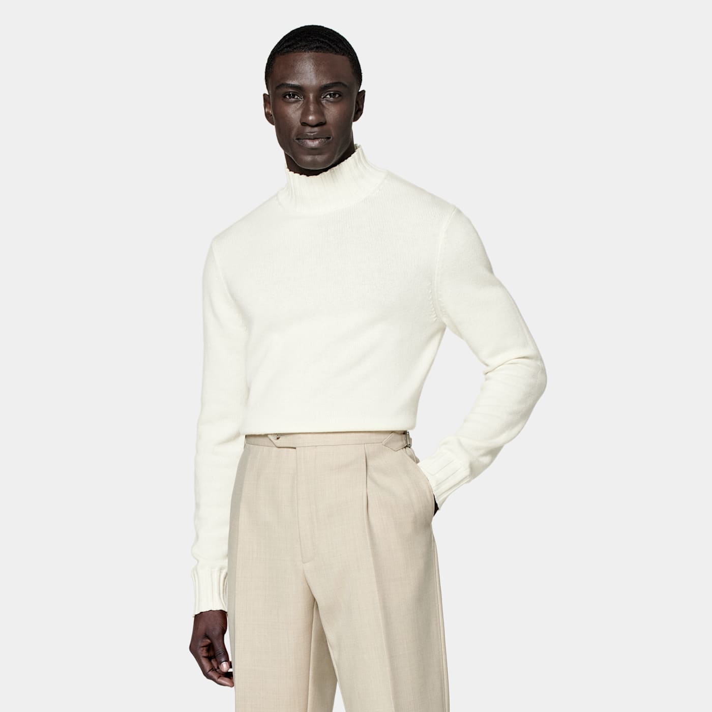 Suitsupply Off-white Mock Neck In Neutral