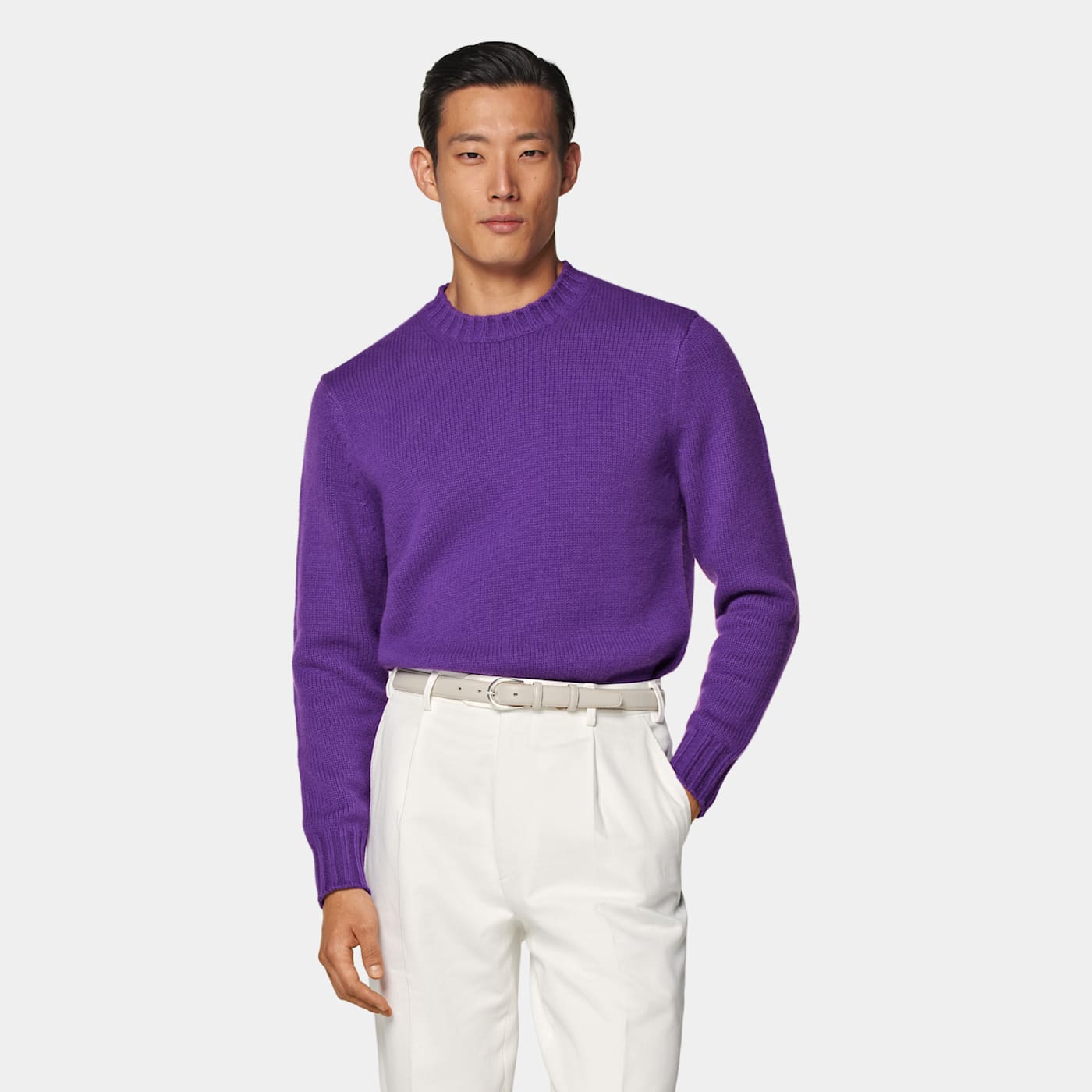 Suitsupply Purple Crewneck In Pink