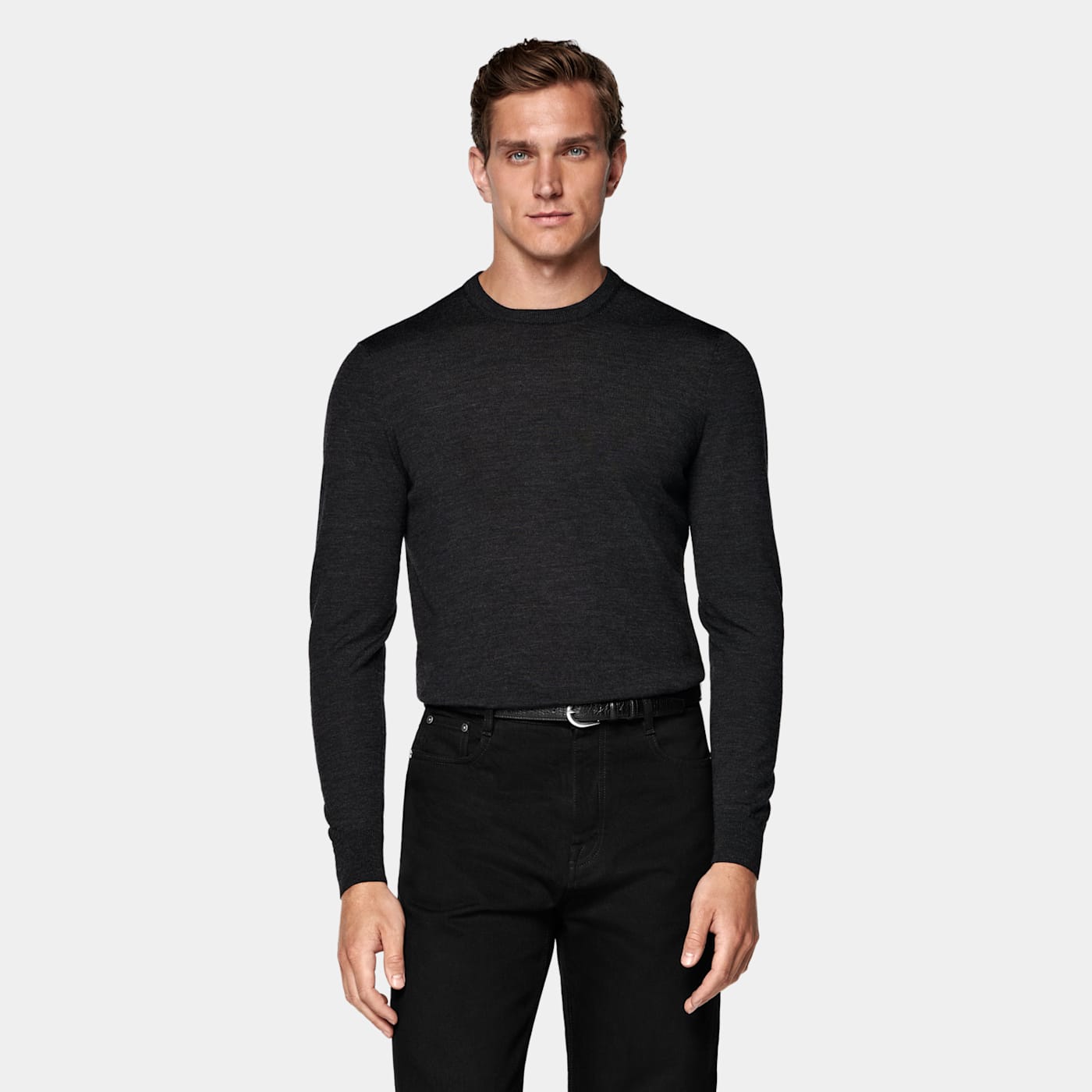 Suitsupply Dark Grey Merino Crewneck