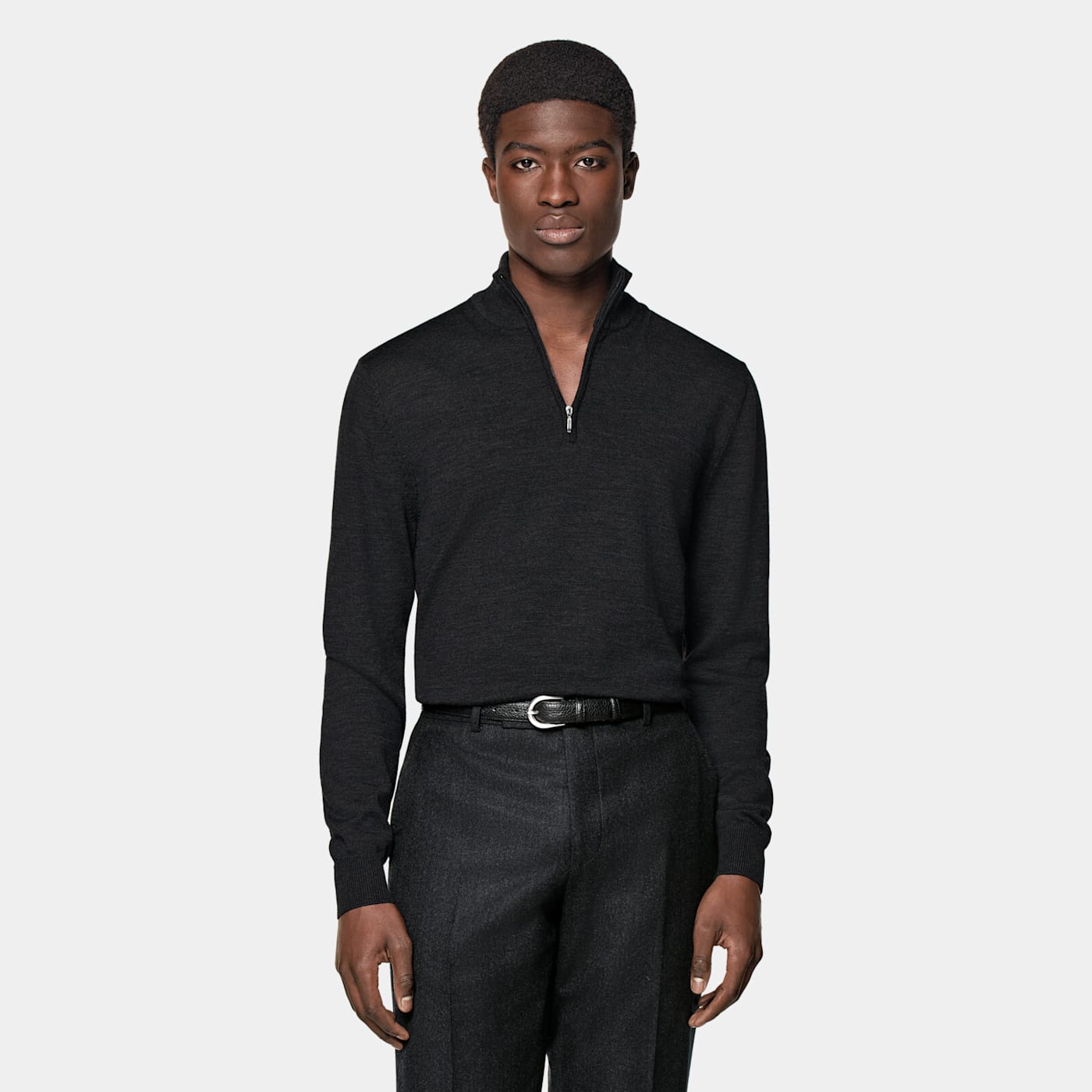 Suitsupply Dark Grey Merino Half Zip
