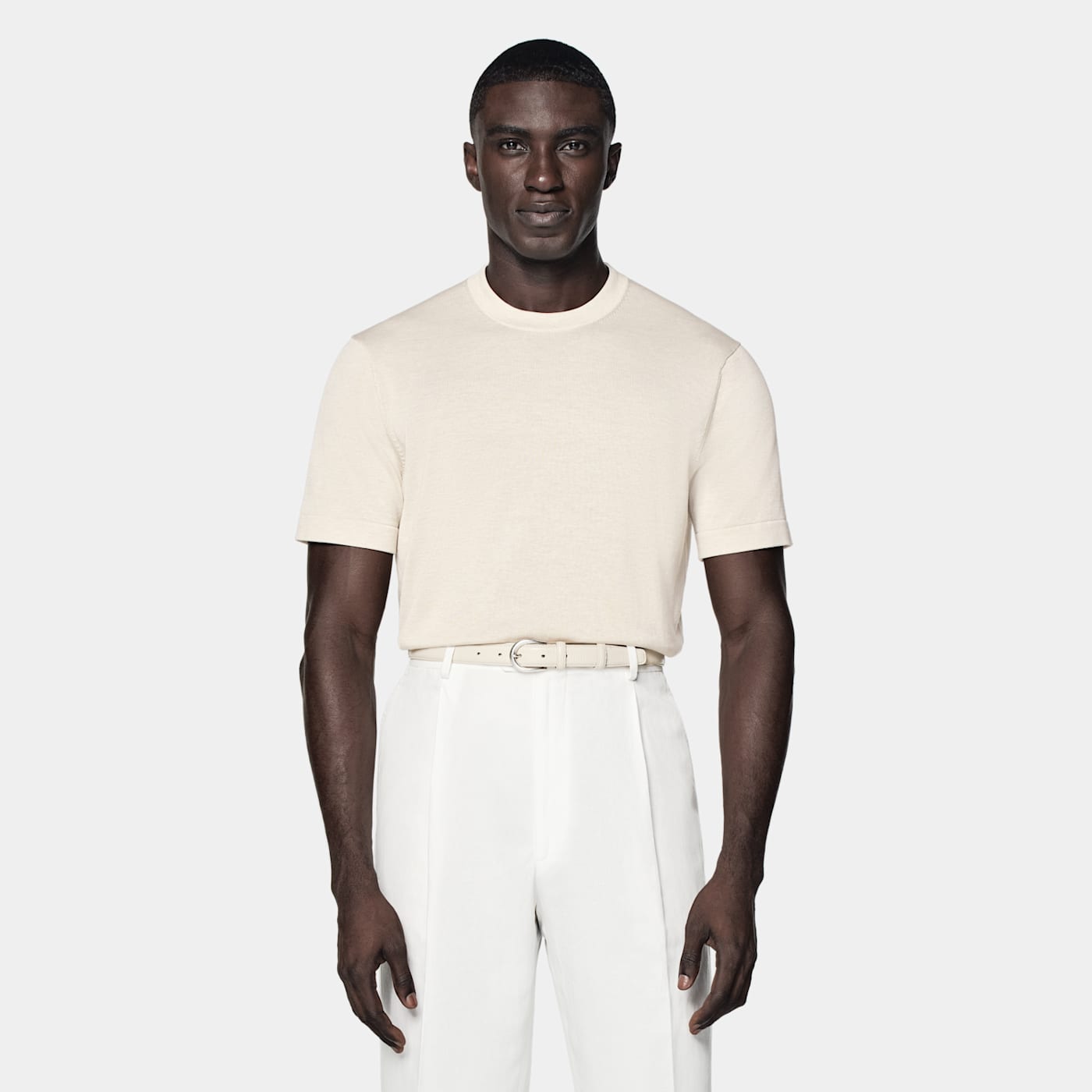 Suitsupply Col Rond à Manches Courtes Sable