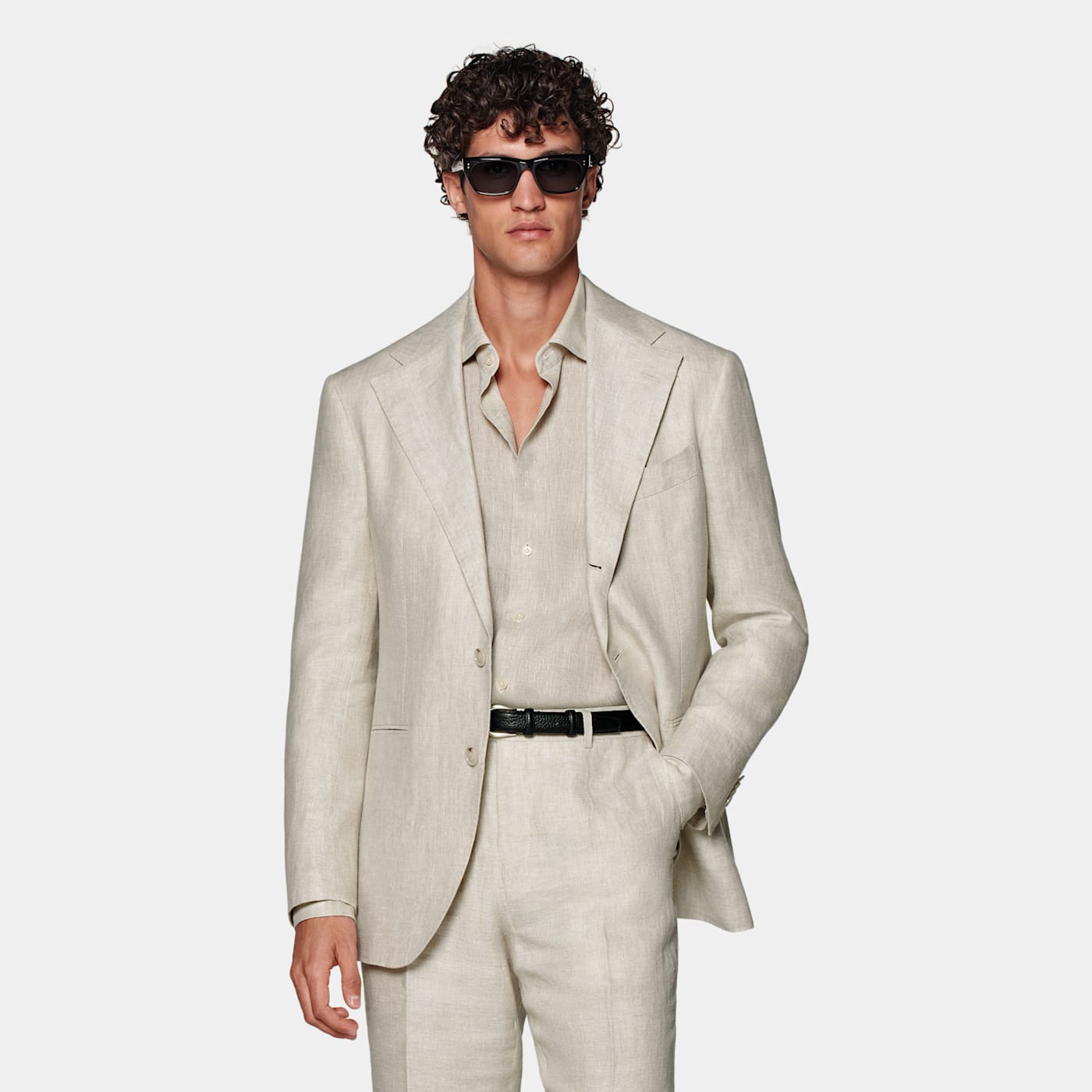 Suitsupply Sand Herringbone Roma Suit In Neutral