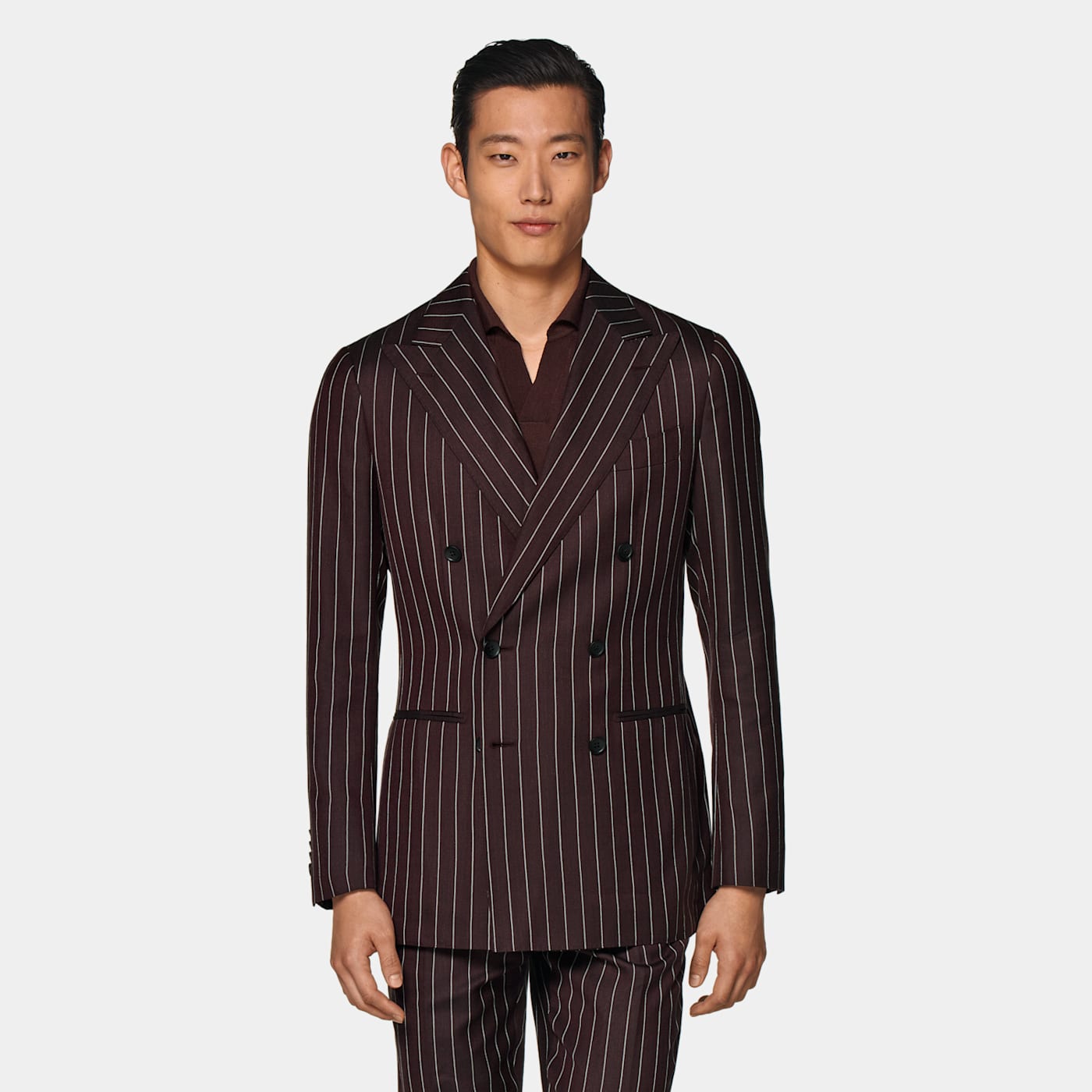 Suitsupply Burgundy Striped Havana Suit In Brown
