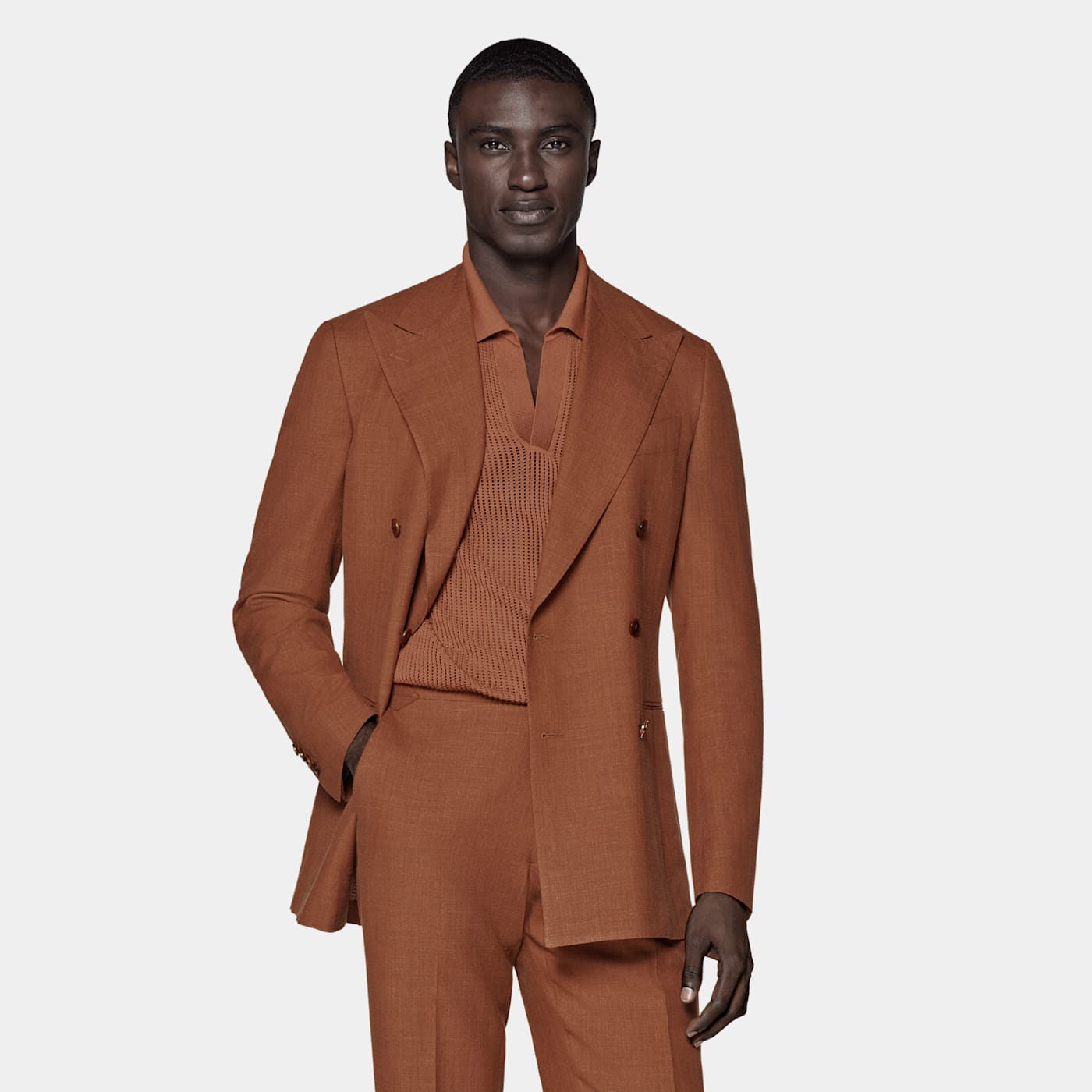 Suitsupply Dark Orange Havana Suit In Brown