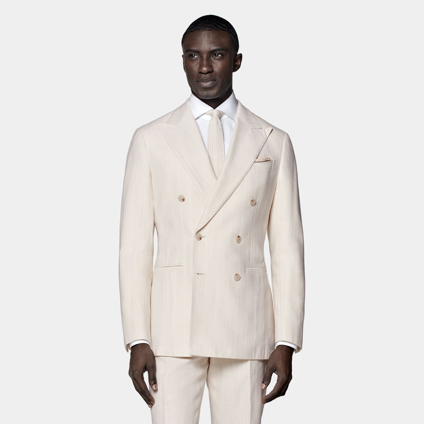 Suitsupply Off-white Striped Tailored Fit Havana Suit In Neutral