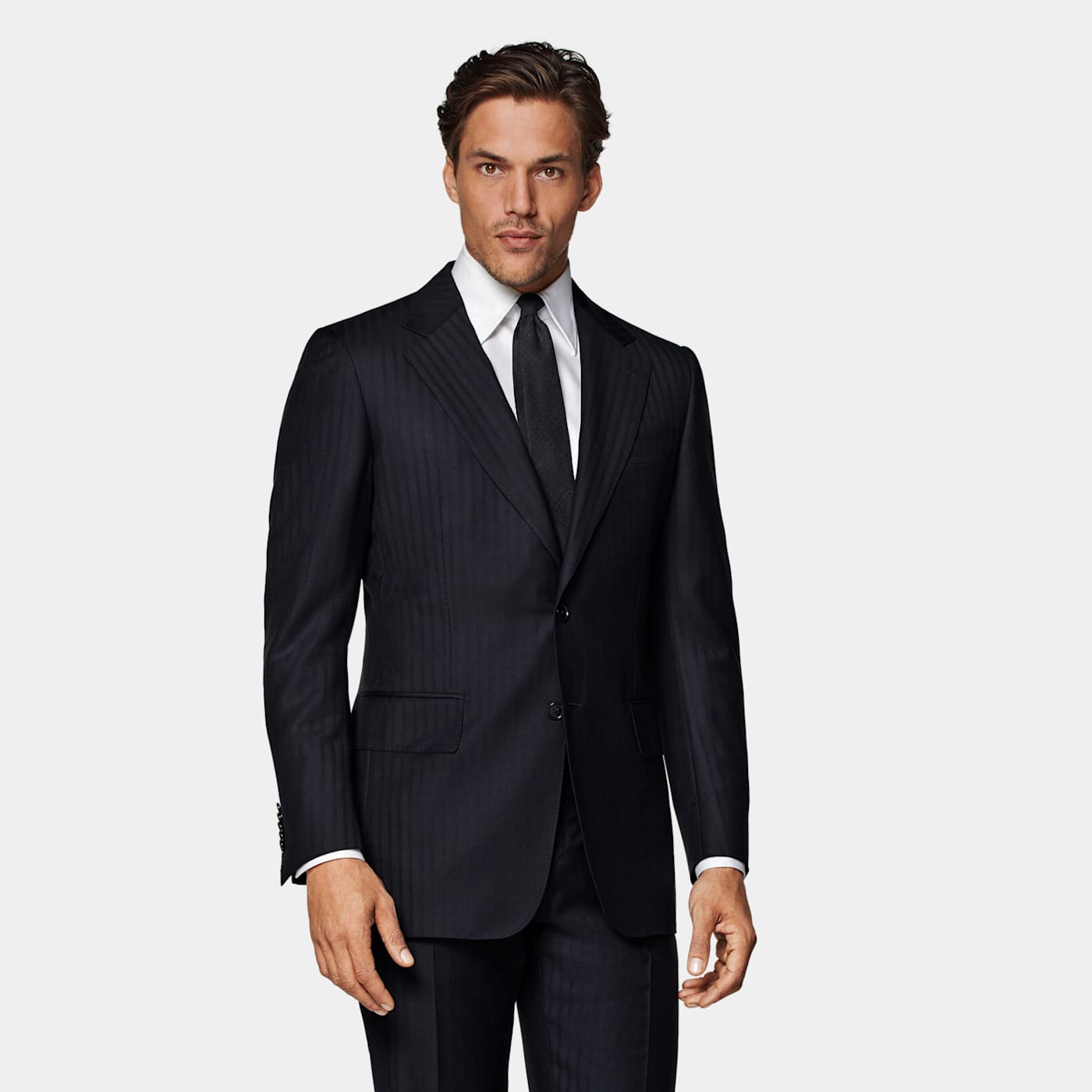 Suitsupply Navy Striped Milano Suit In Black