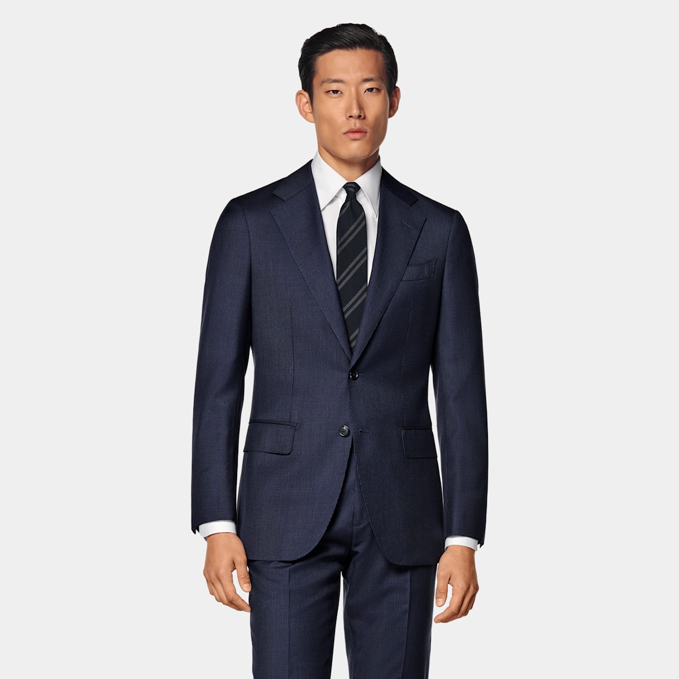 Suitsupply Navy Houndstooth Tailored Fit Havana Suit