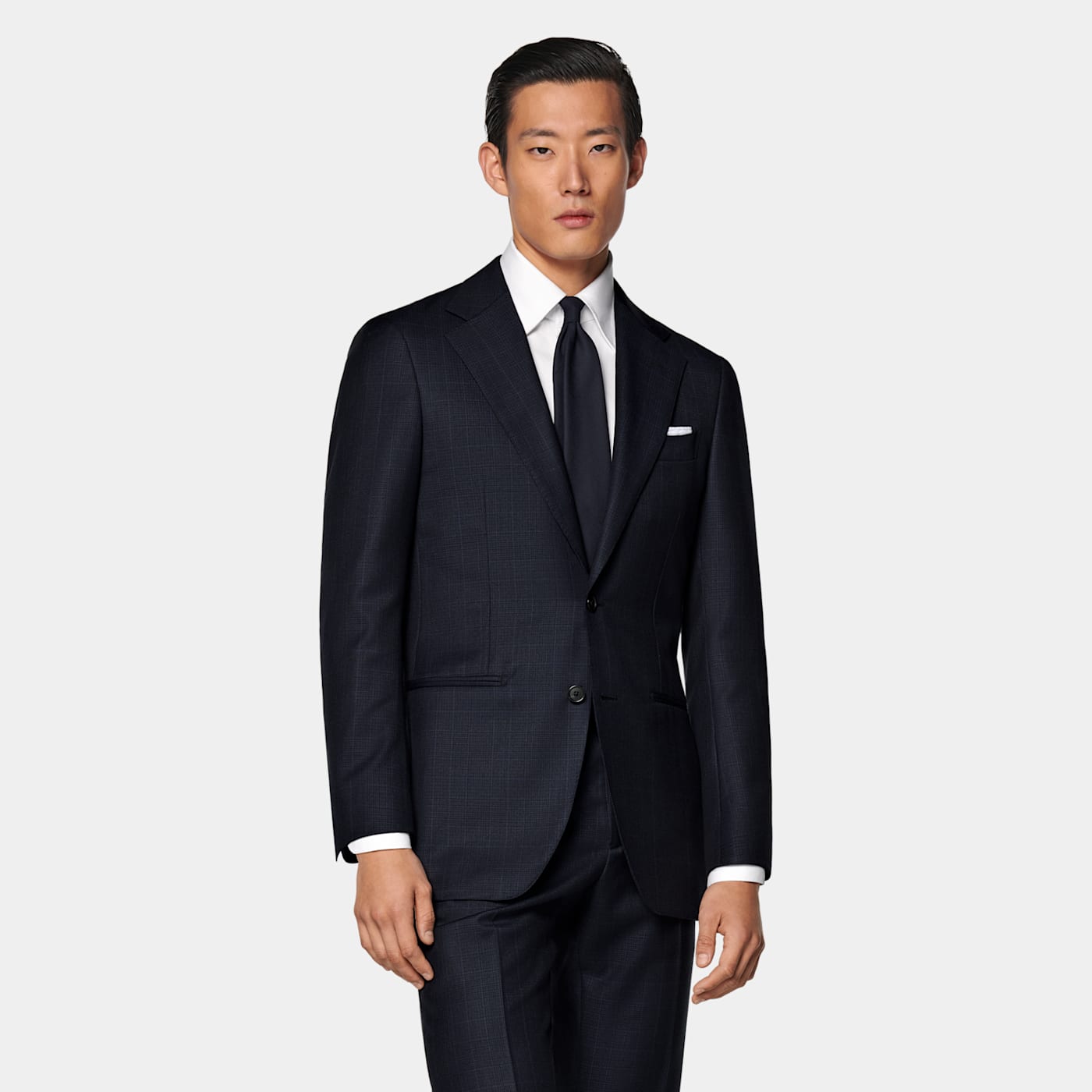 Suitsupply Navy Checked Tailored Fit Havana Suit