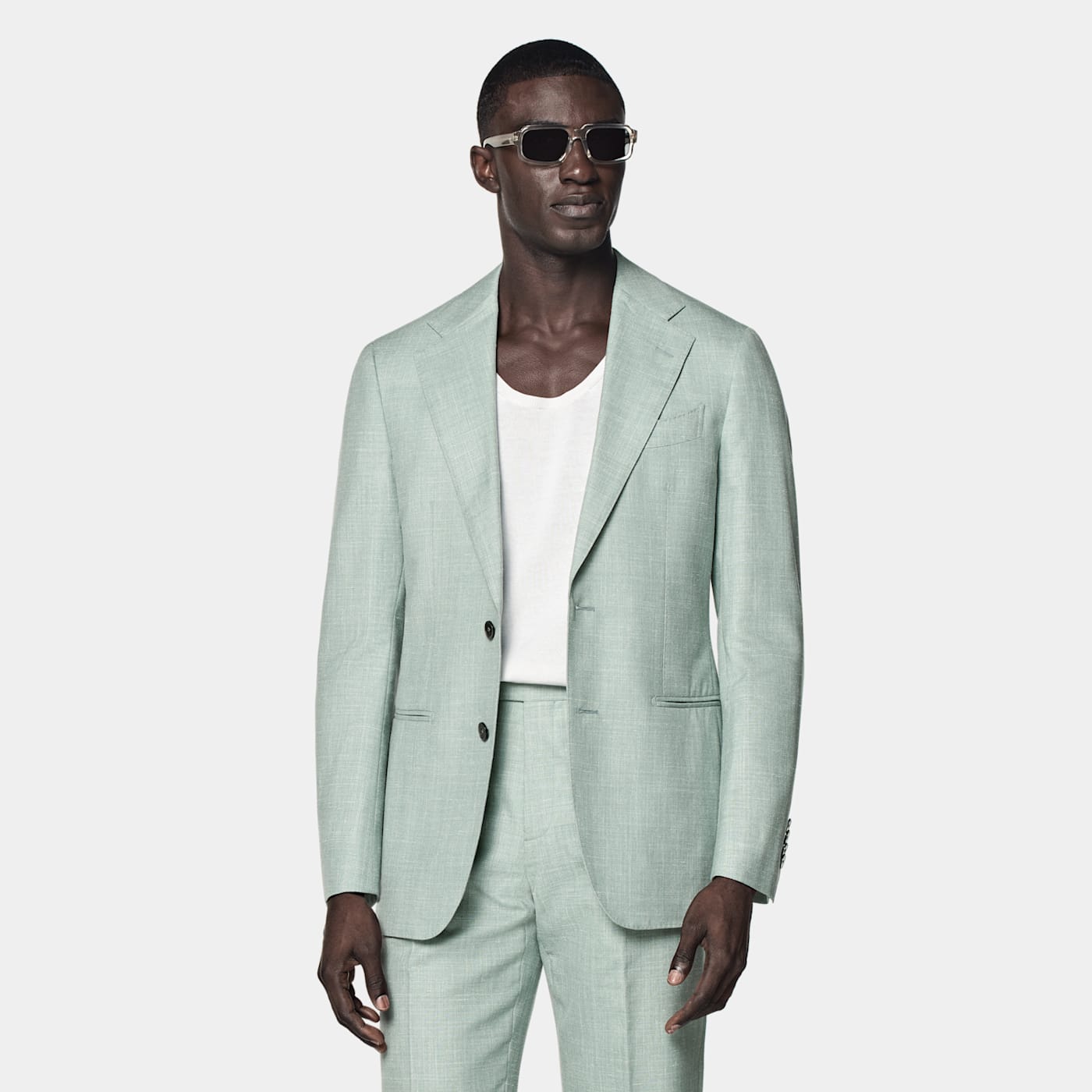 Suitsupply Light Green Tailored Fit Havana Suit