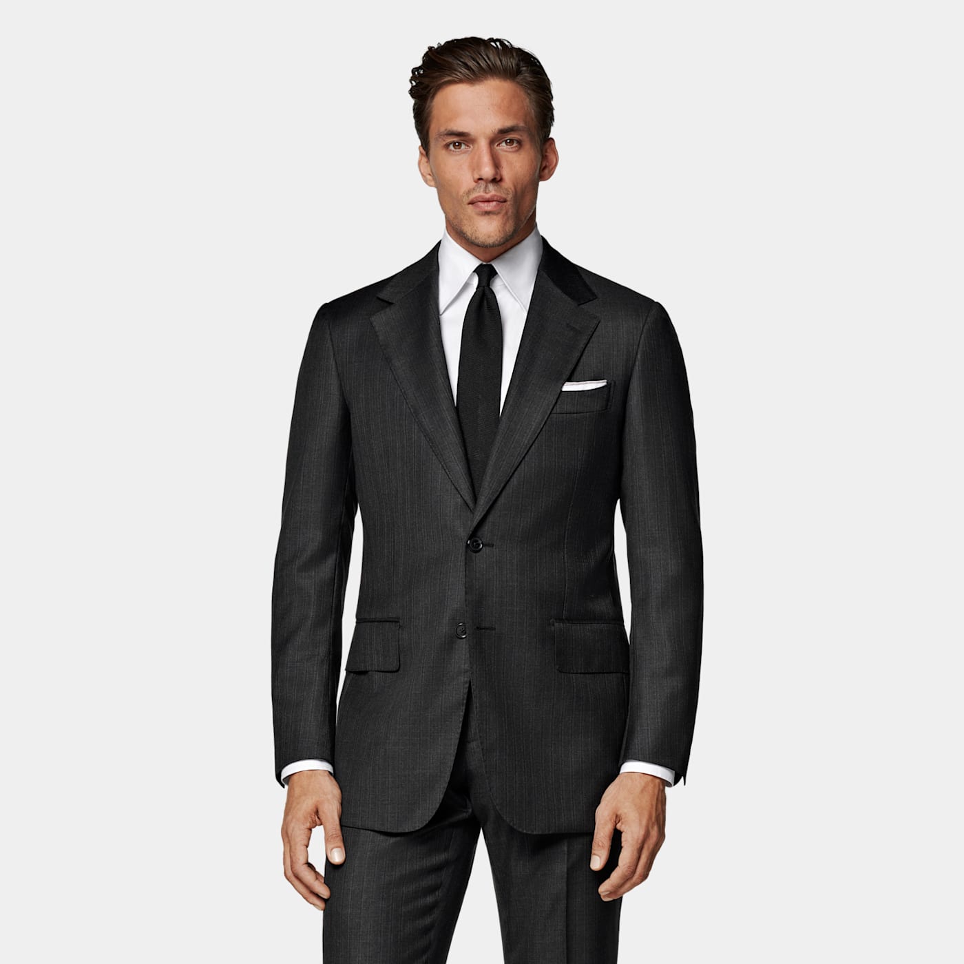 Suitsupply Dark Grey Striped Tailored Fit Milano Suit