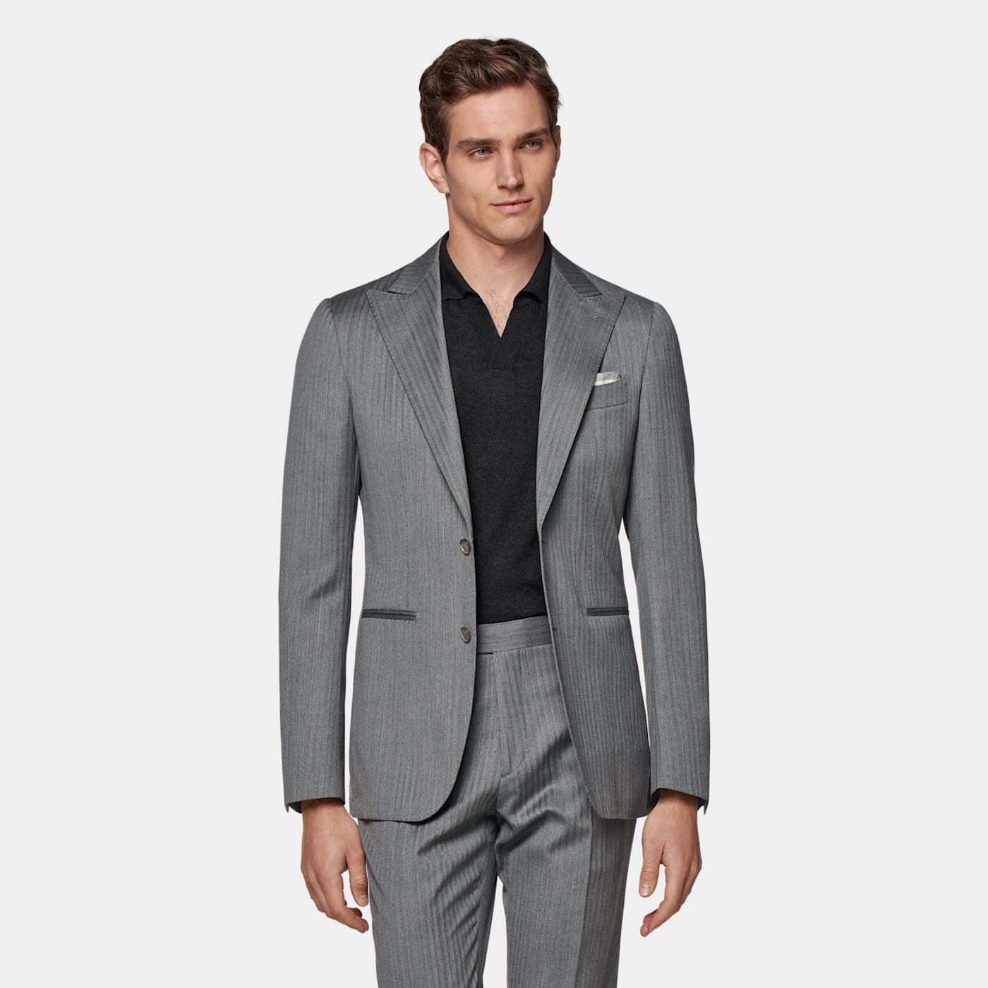 Shop Suitsupply Mid Grey Herringbone Tailored Fit Havana Suit