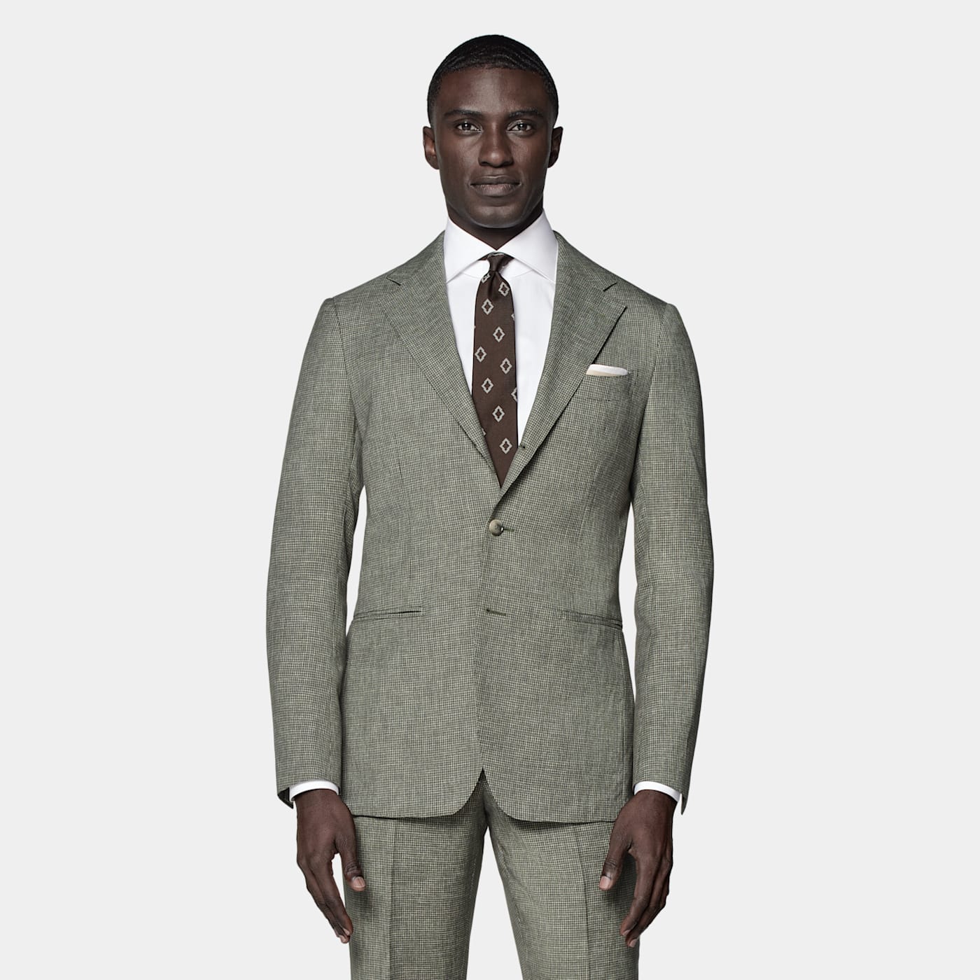 Suitsupply Green Houndstooth Perennial Havana Suit In Gray
