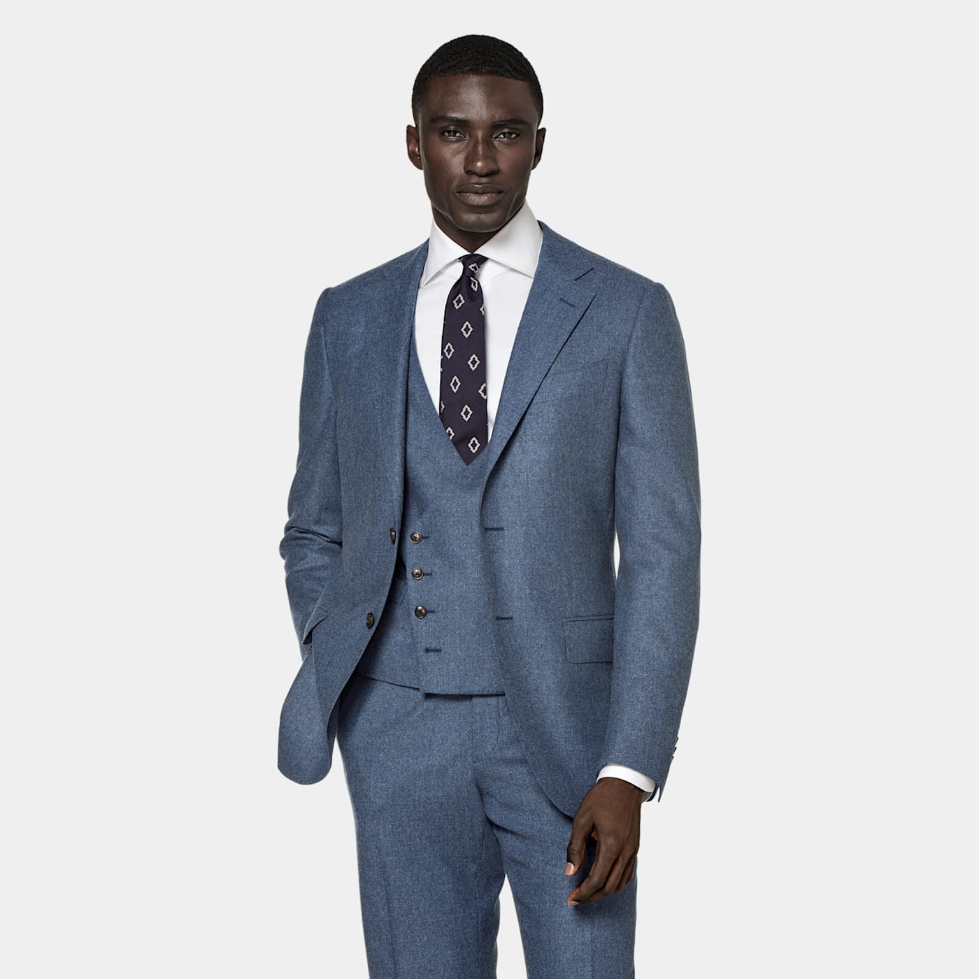 Suitsupply Mid Blue Three-piece Tailored Fit Lazio Suit