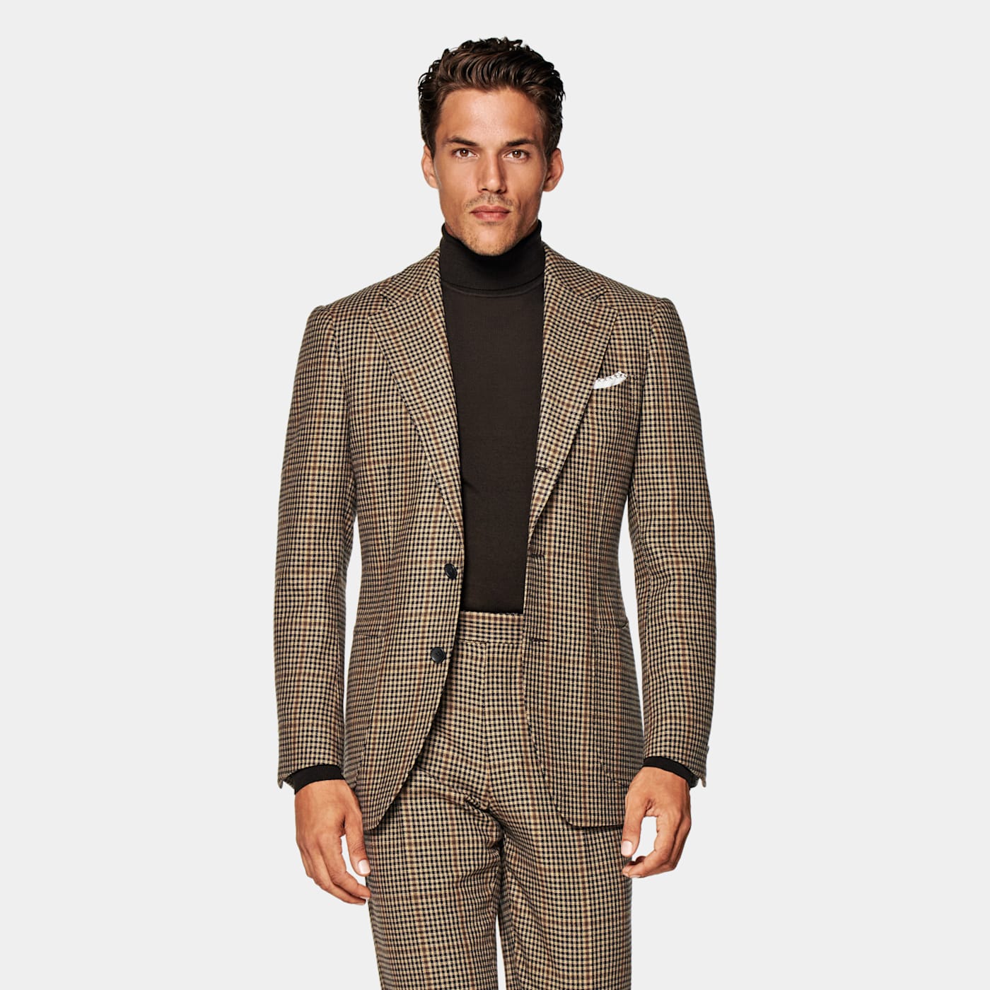 Shop Suitsupply Mid Brown Houndstooth Tailored Fit Havana Suit