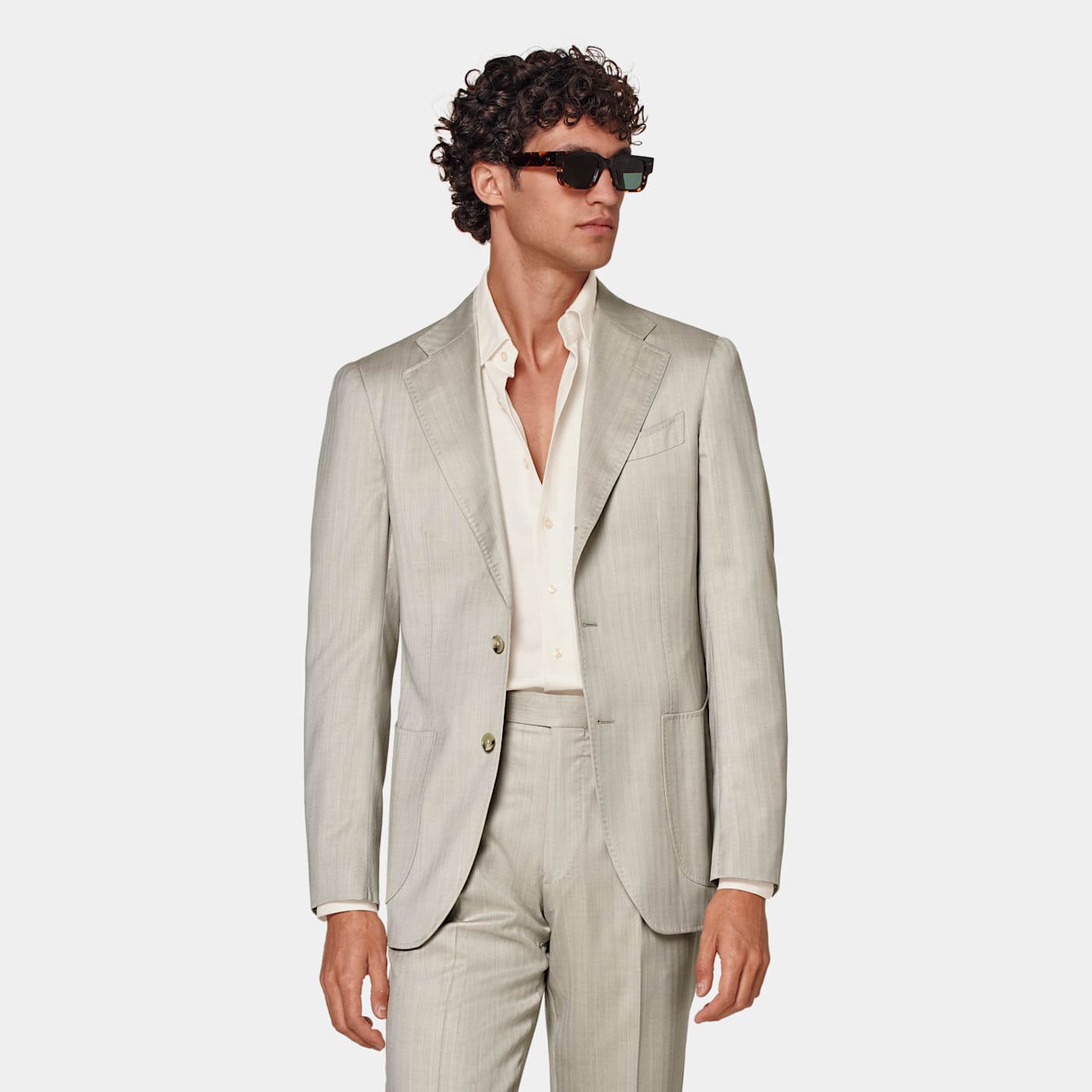 Suitsupply Sand Herringbone Havana Suit In Gray