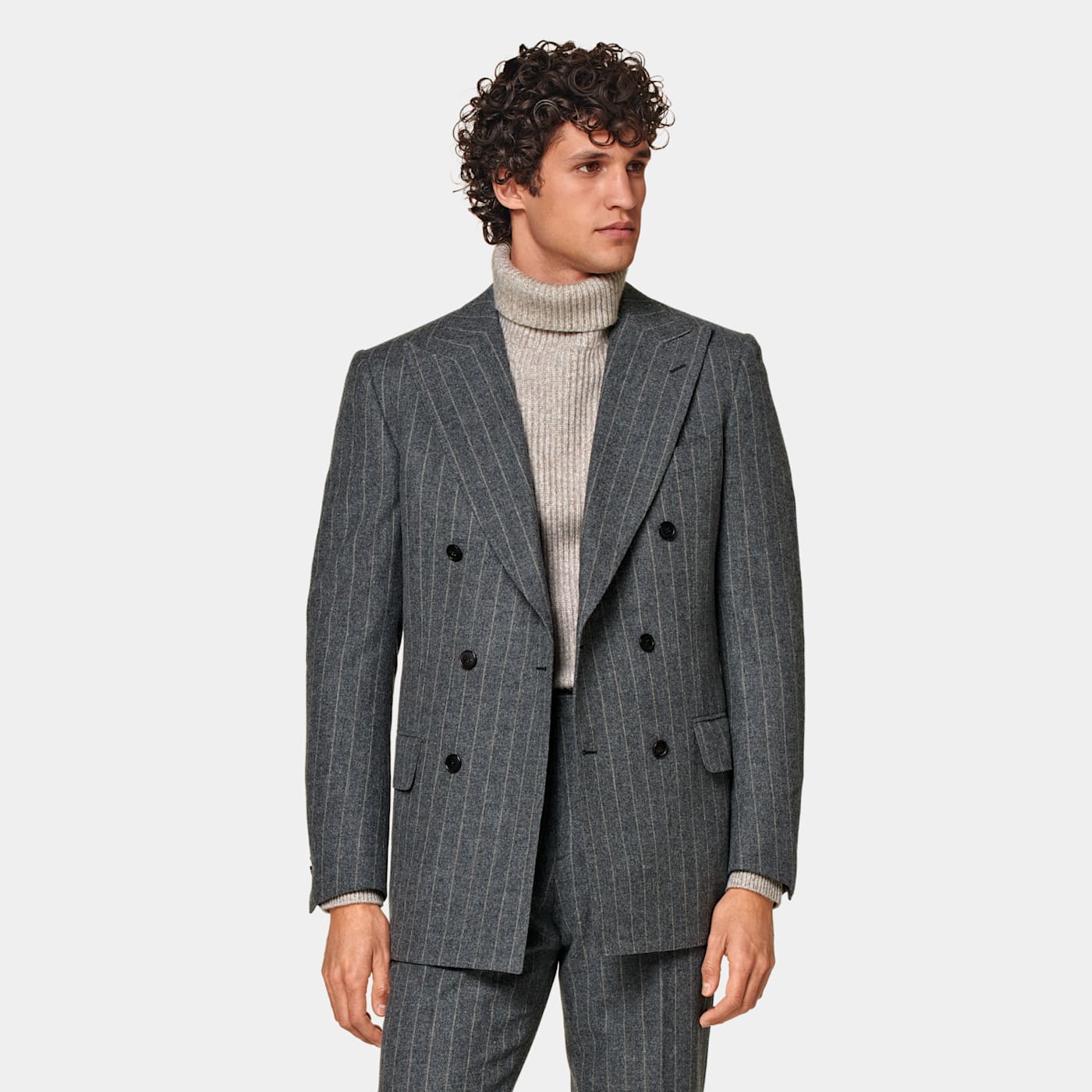 Suitsupply Dark Grey Striped Milano Suit In Gray