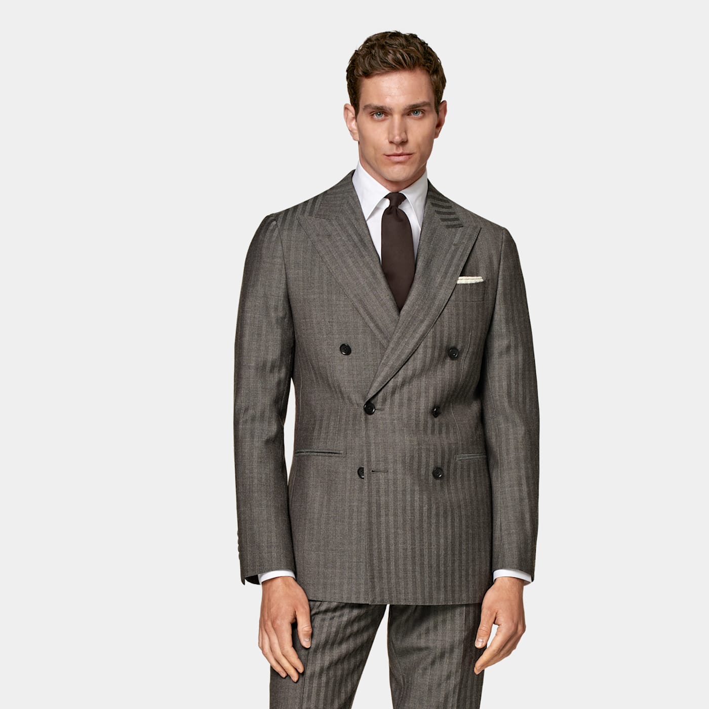 Suitsupply Taupe Herringbone Havana Suit In Gray