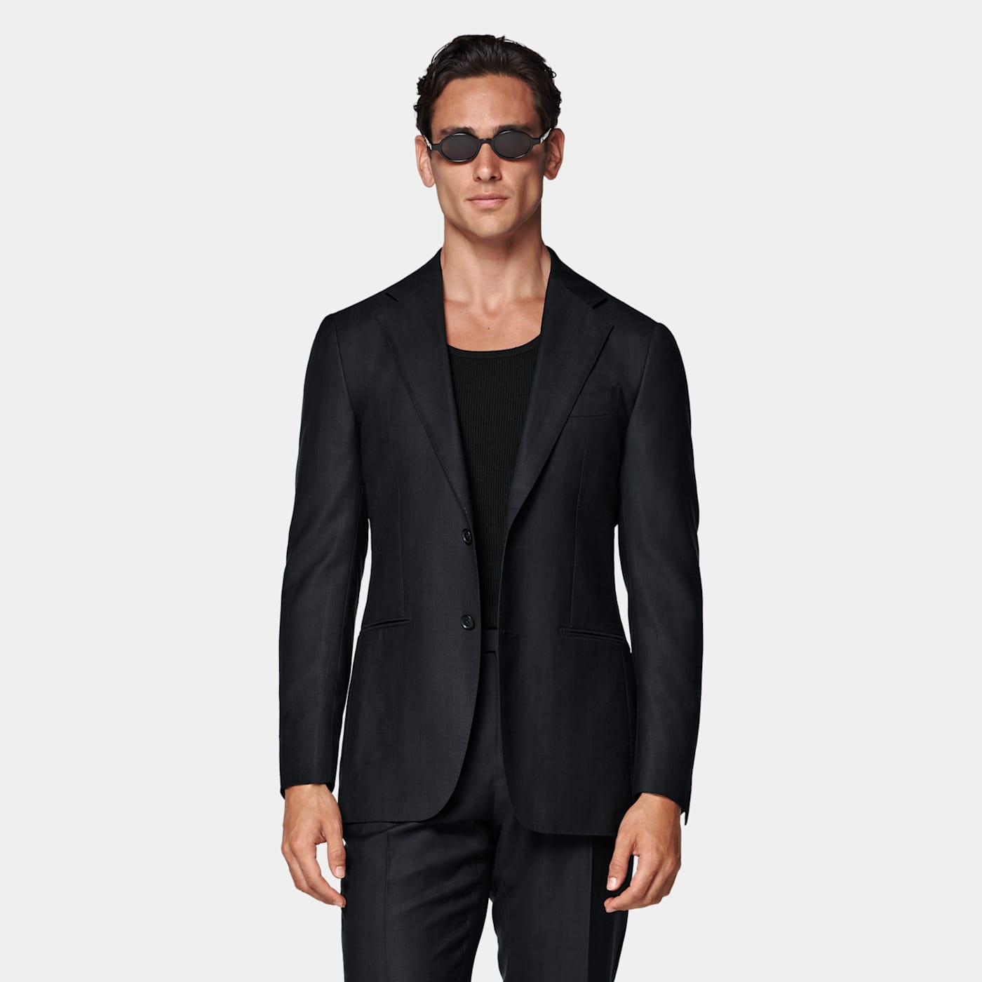 Suitsupply Navy Herringbone Tailored Fit Havana Suit