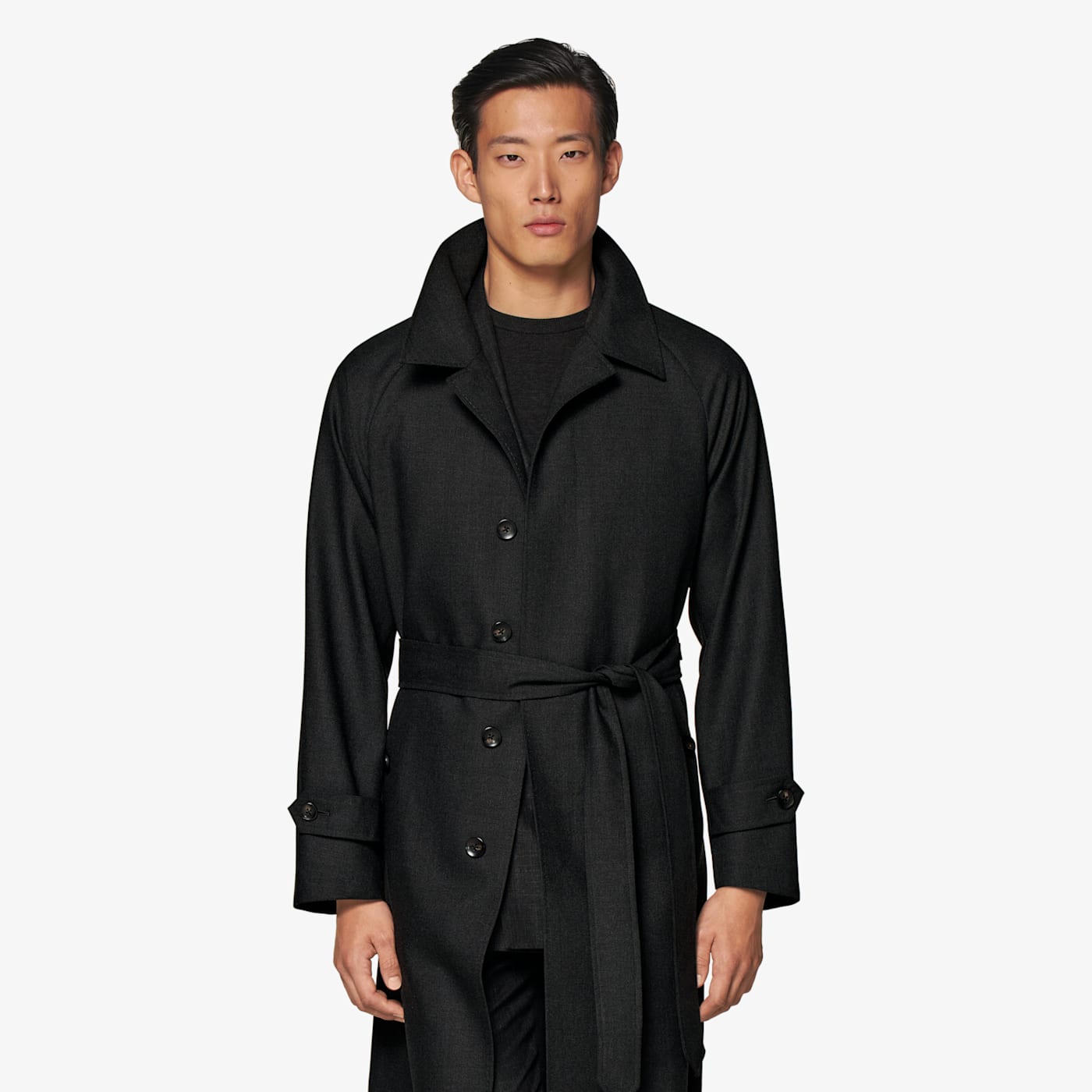 Suitsupply Dark Grey Belted Trench Coat
