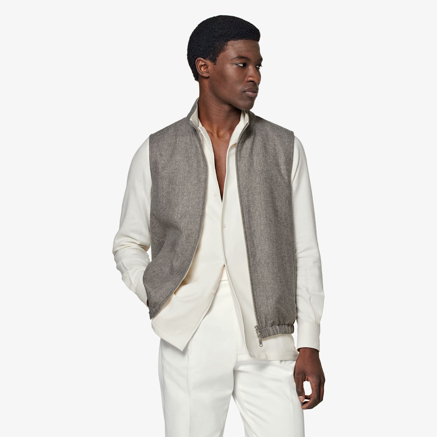 Suitsupply Taupe & Off-white Reversible Vest