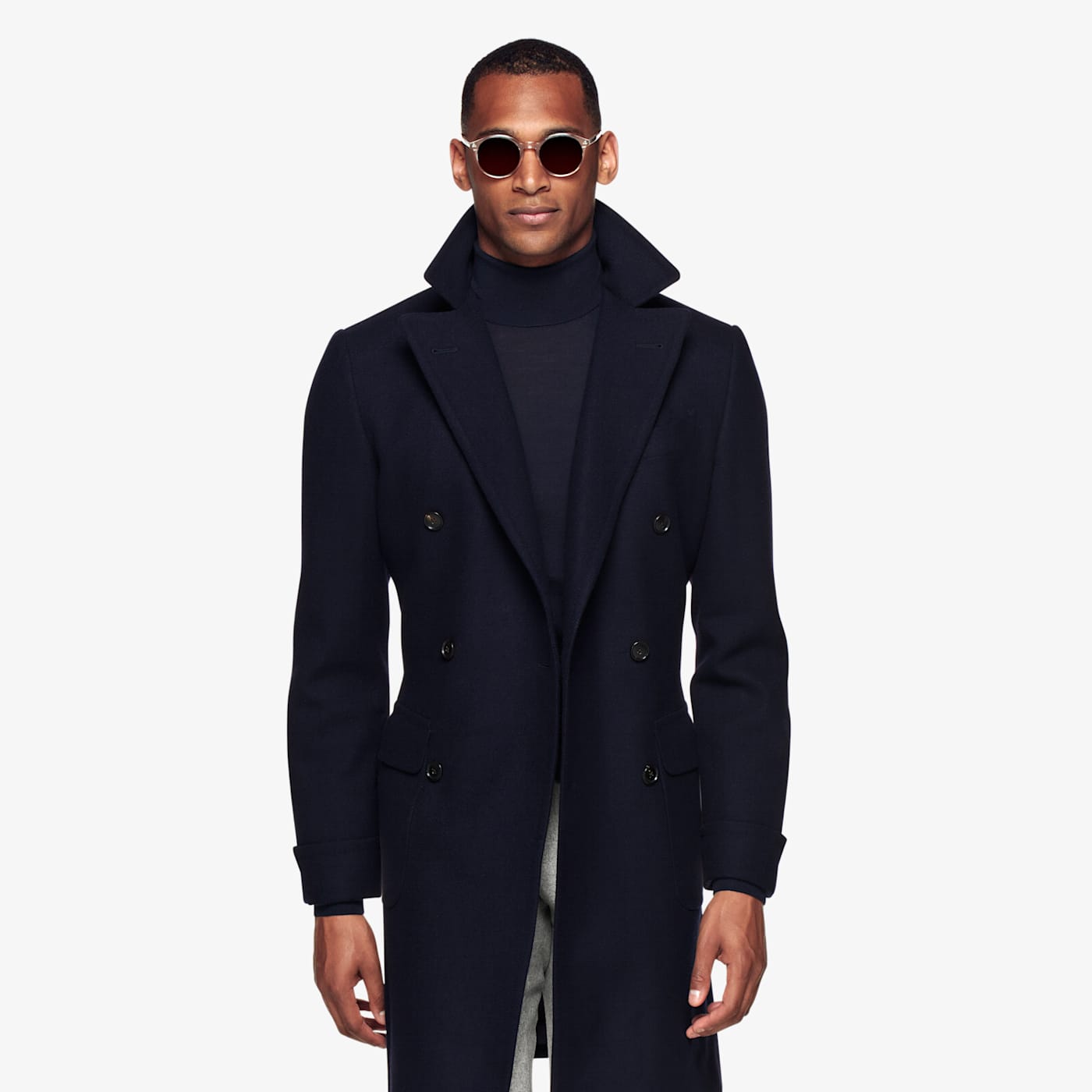 Navy Suitsupply Outerwear Suitsupply Navy Herringbone Polo Coat In Blue  ModeSens