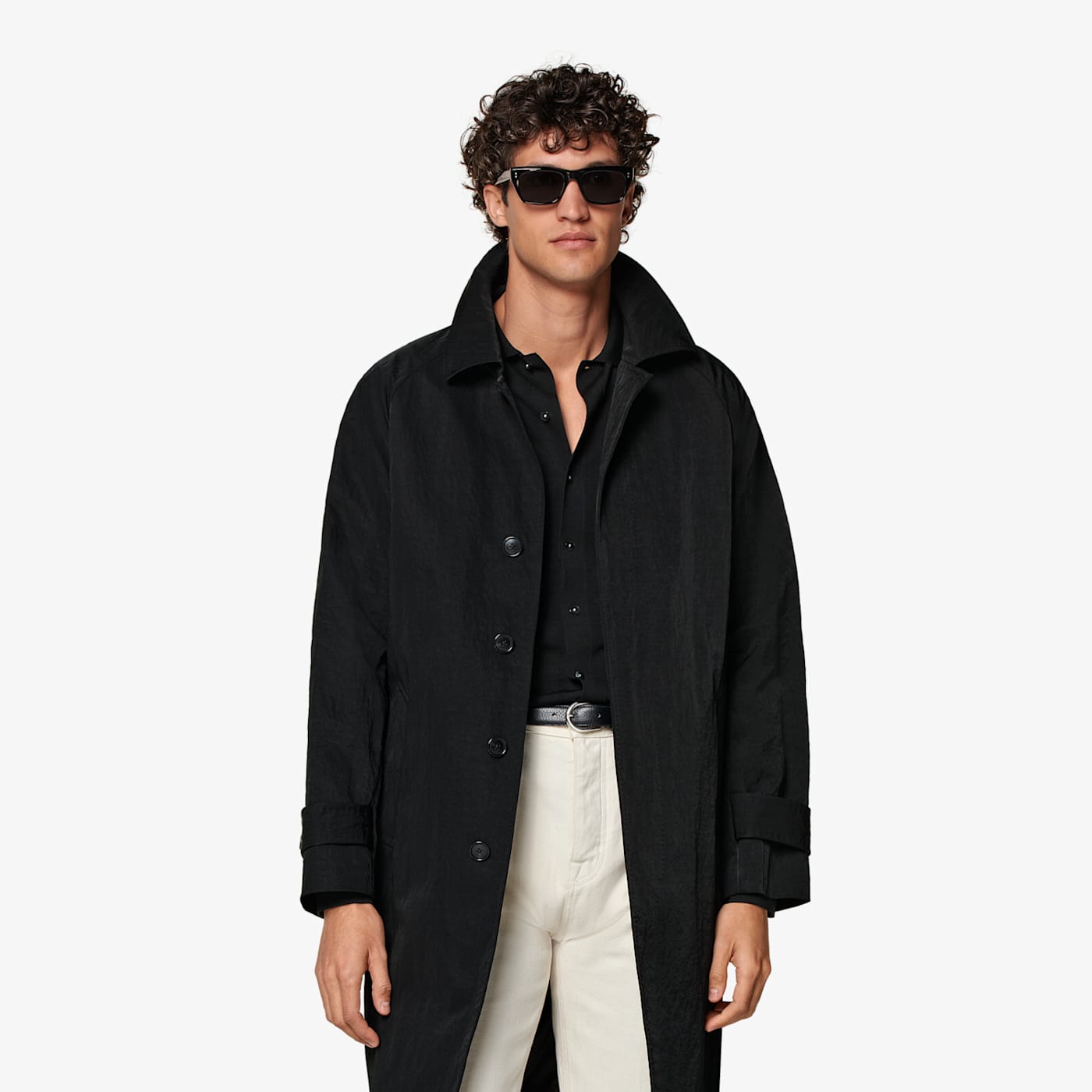Suitsupply Black Belted Trench Coat
