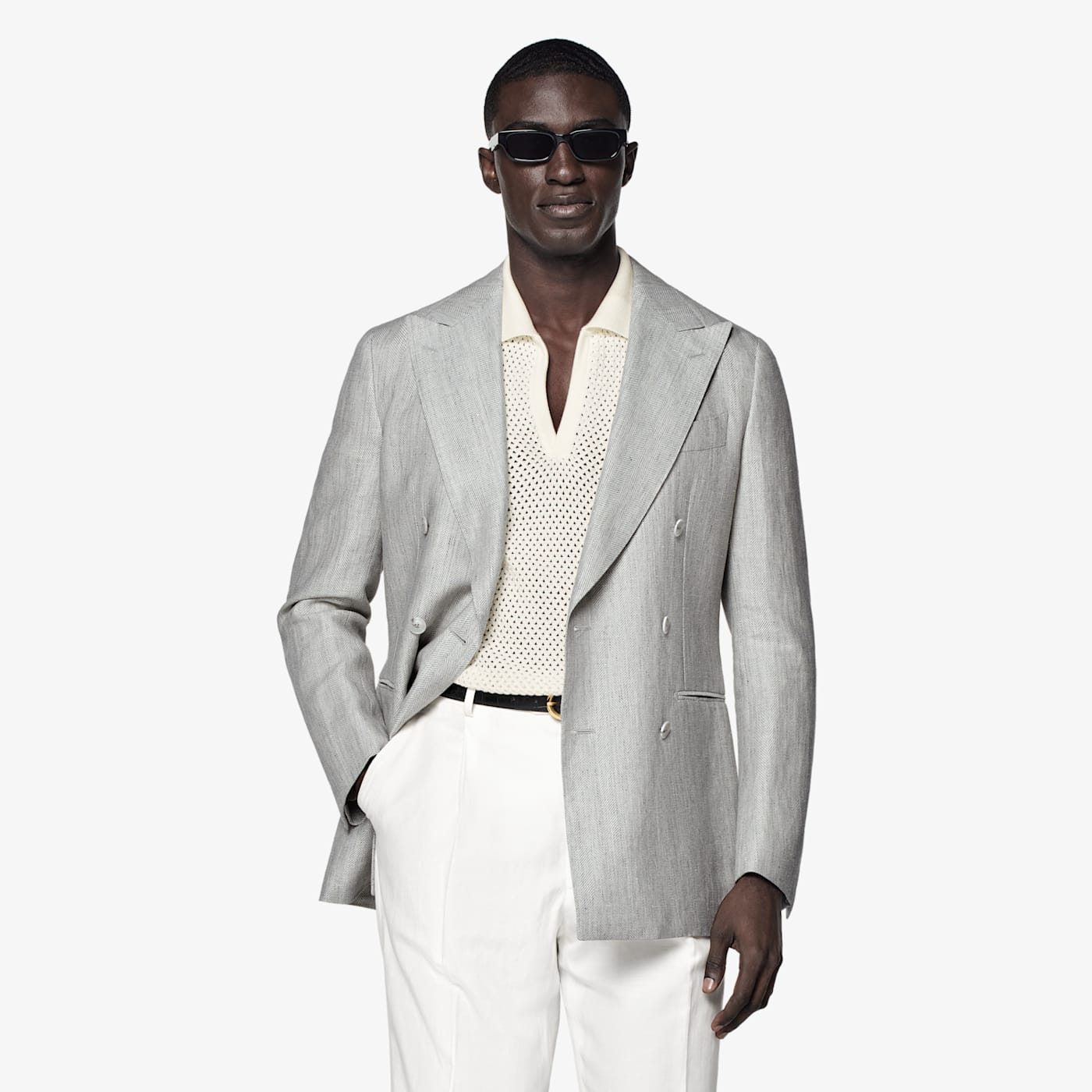 Suitsupply Light Grey Herringbone Havana Blazer