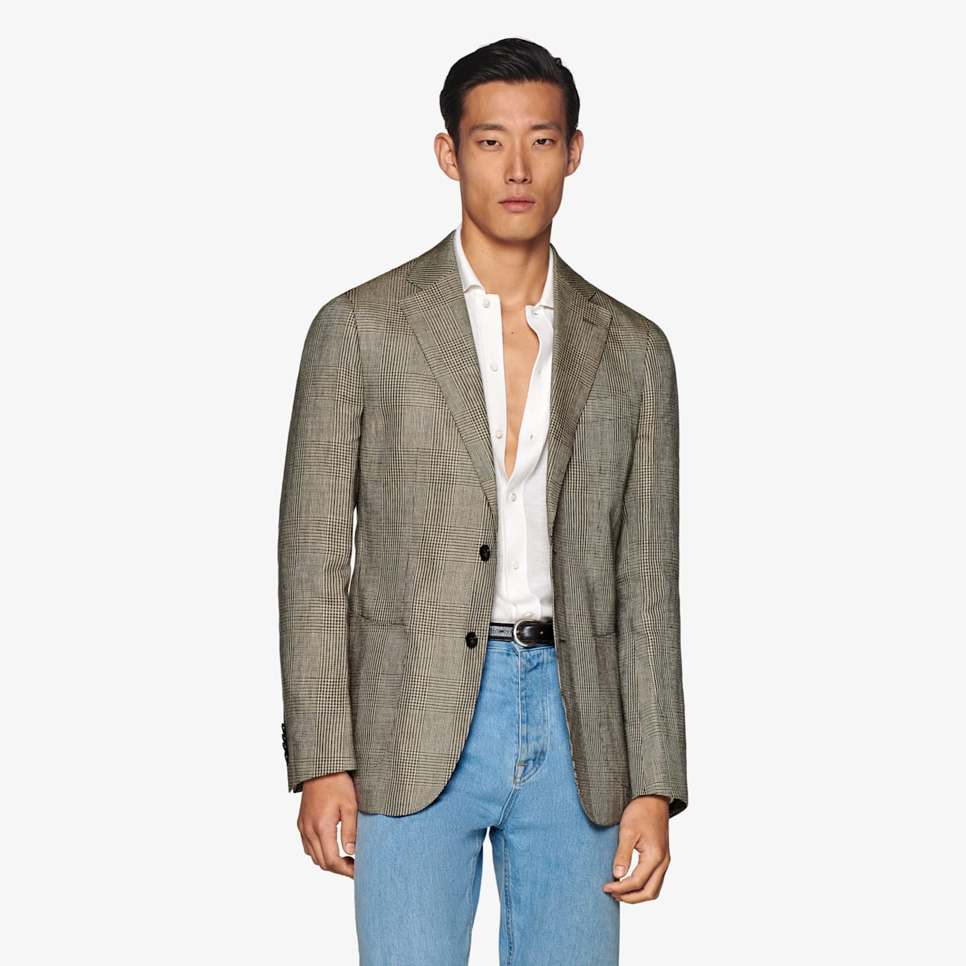 Suitsupply Mid Brown Checked Tailored Fit Havana Blazer