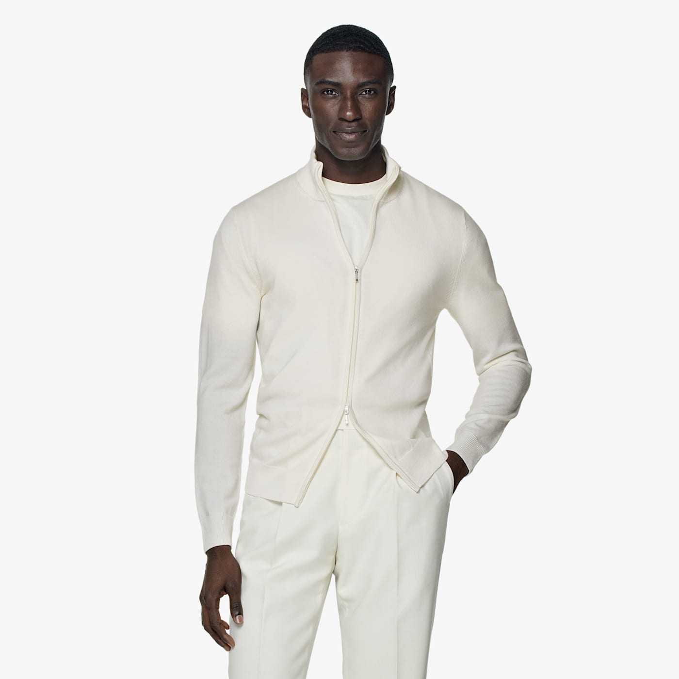 Suitsupply Off-white Zip Cardigan