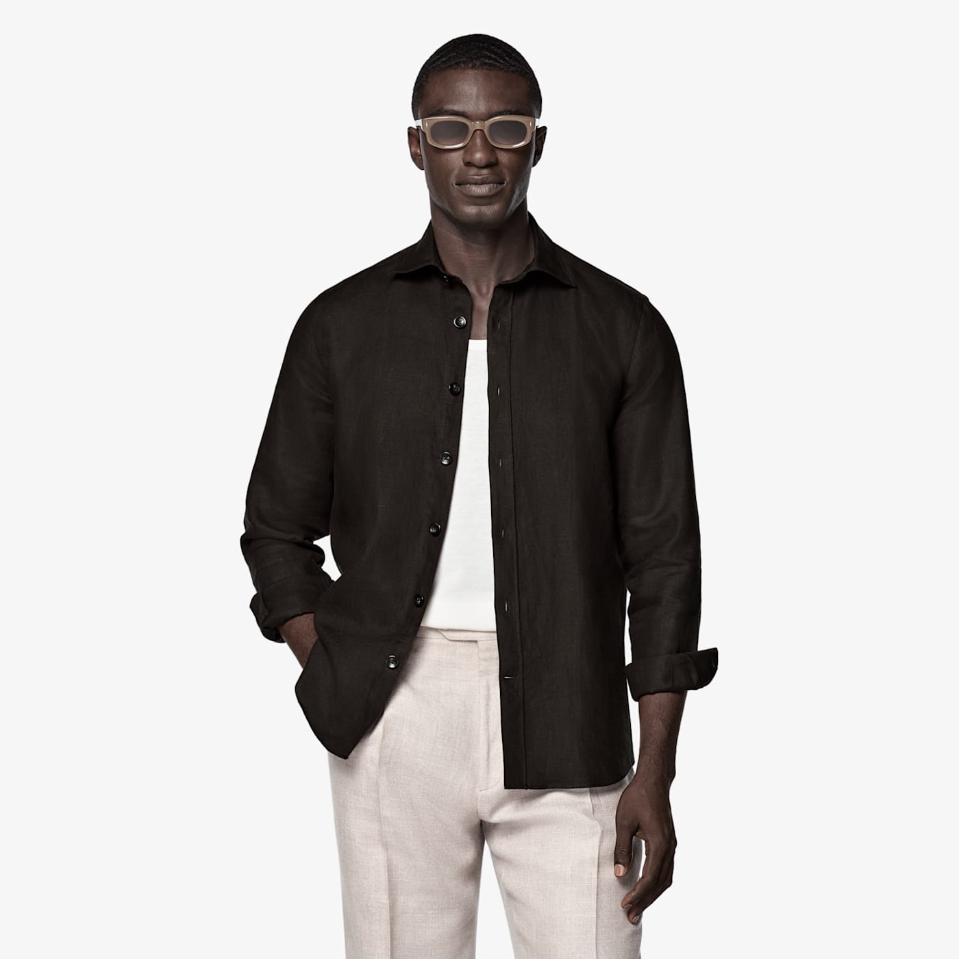 Suitsupply Dark Brown Slim Fit Shirt