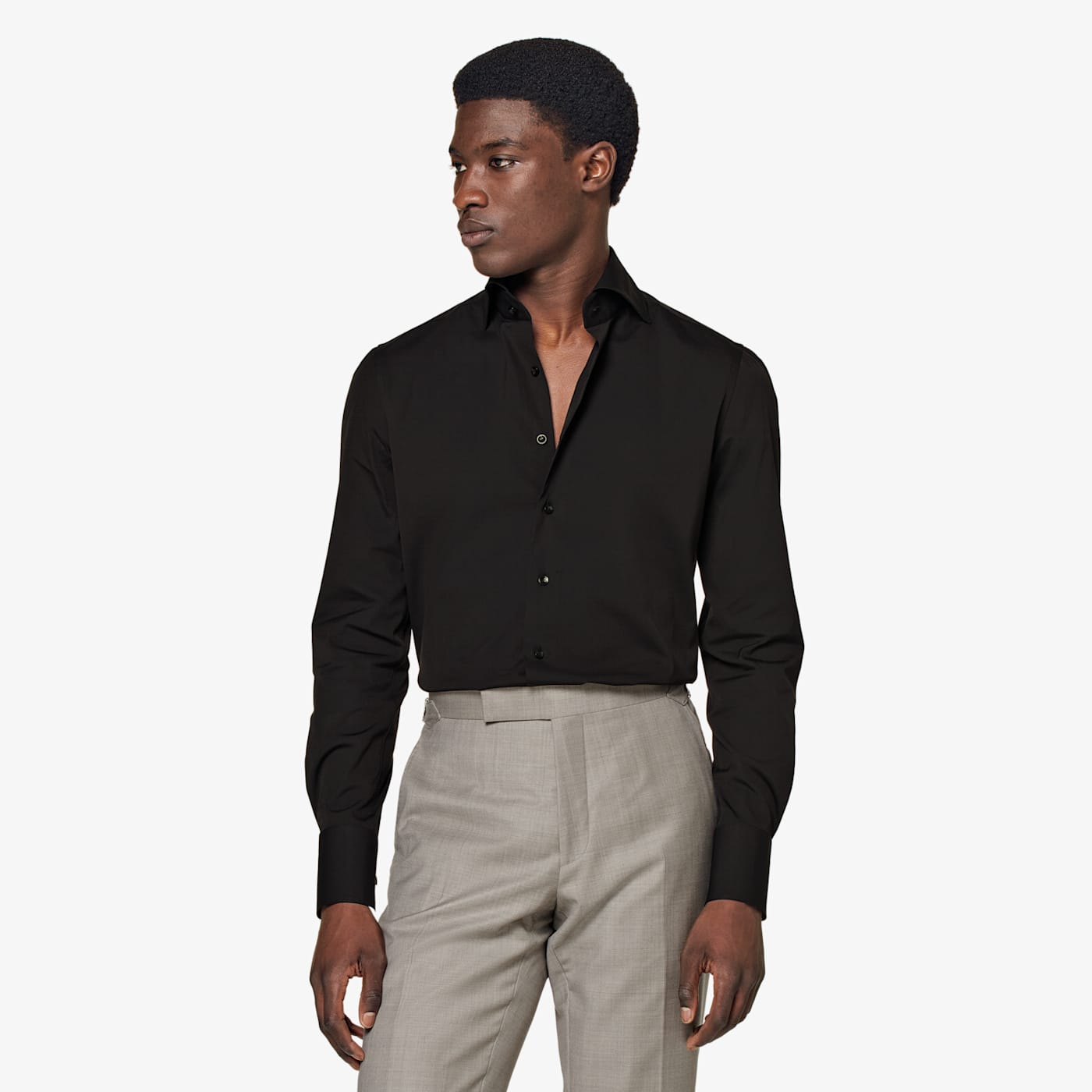 Suitsupply Dark Brown Poplin Extra Slim Fit Shirt