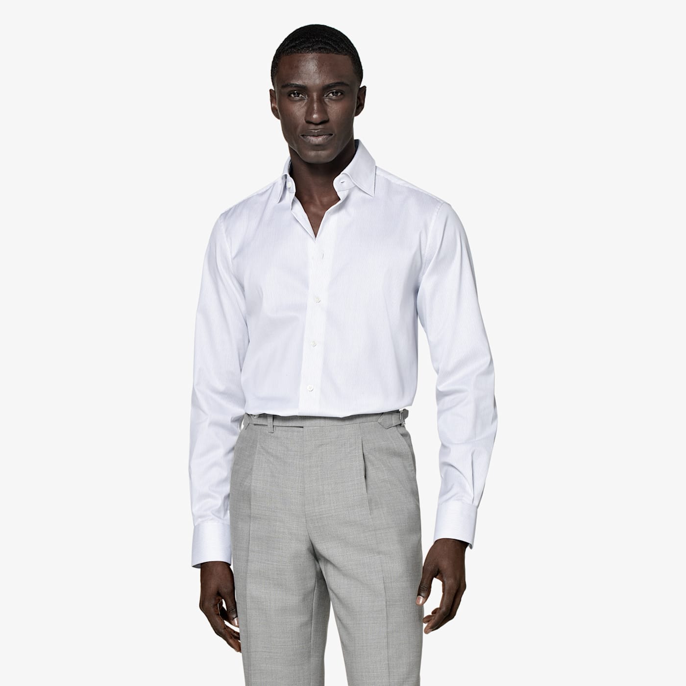 Suitsupply White Striped Twill Slim Fit Shirt