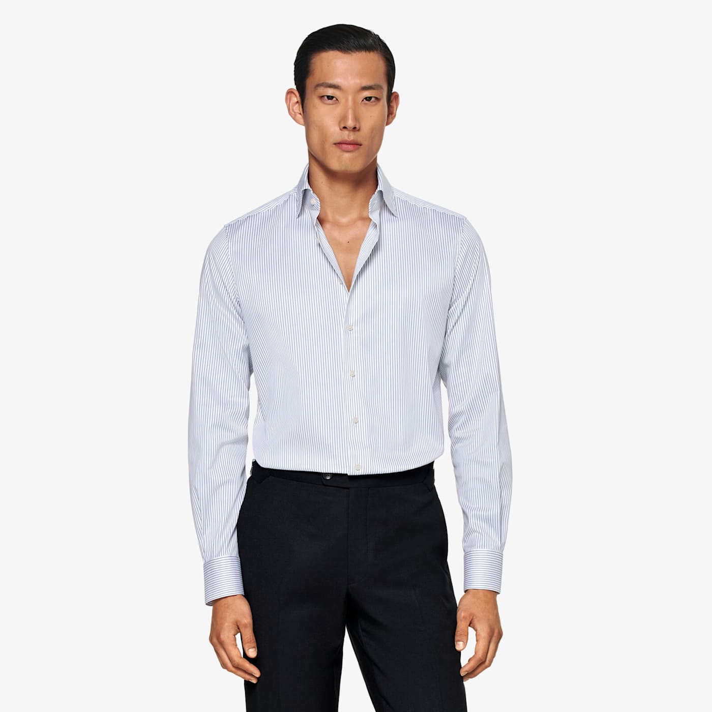 Suitsupply Navy Striped Oxford Slim Fit Shirt