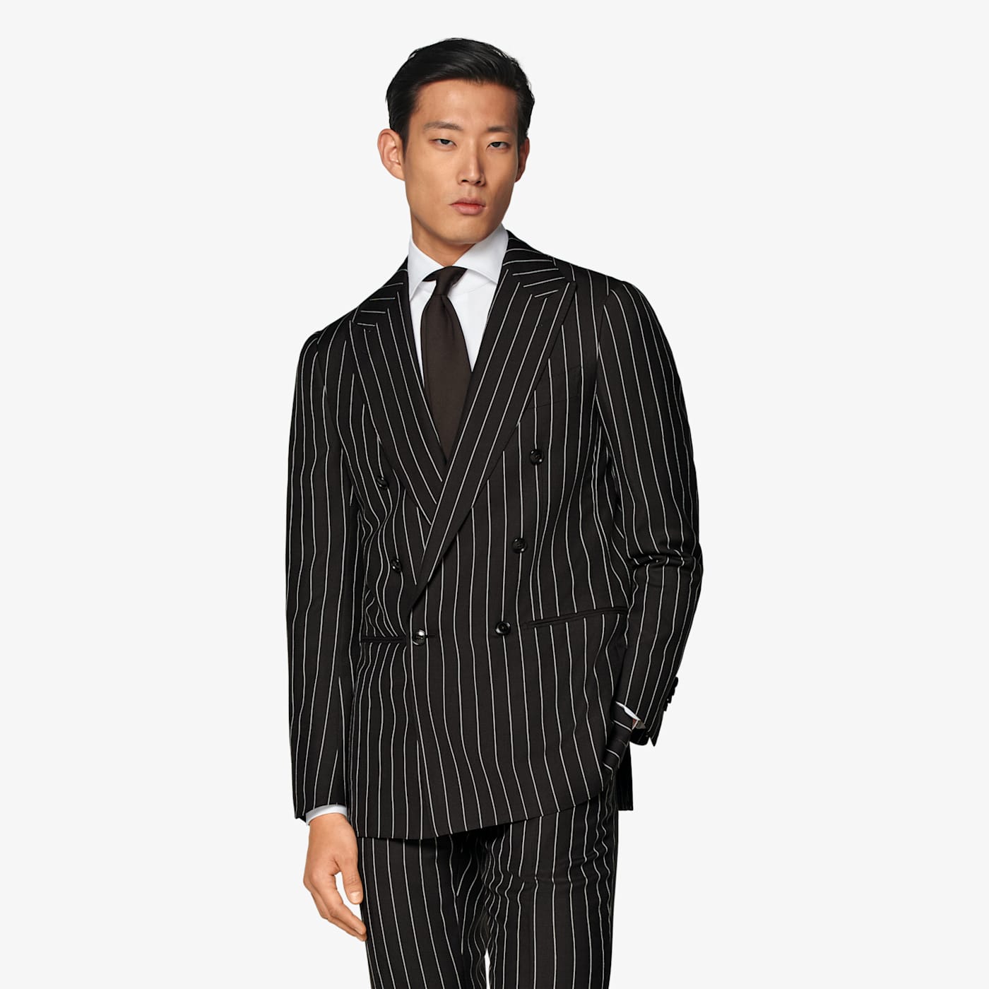 Suitsupply Dark Brown Striped Tailored Fit Havana Suit